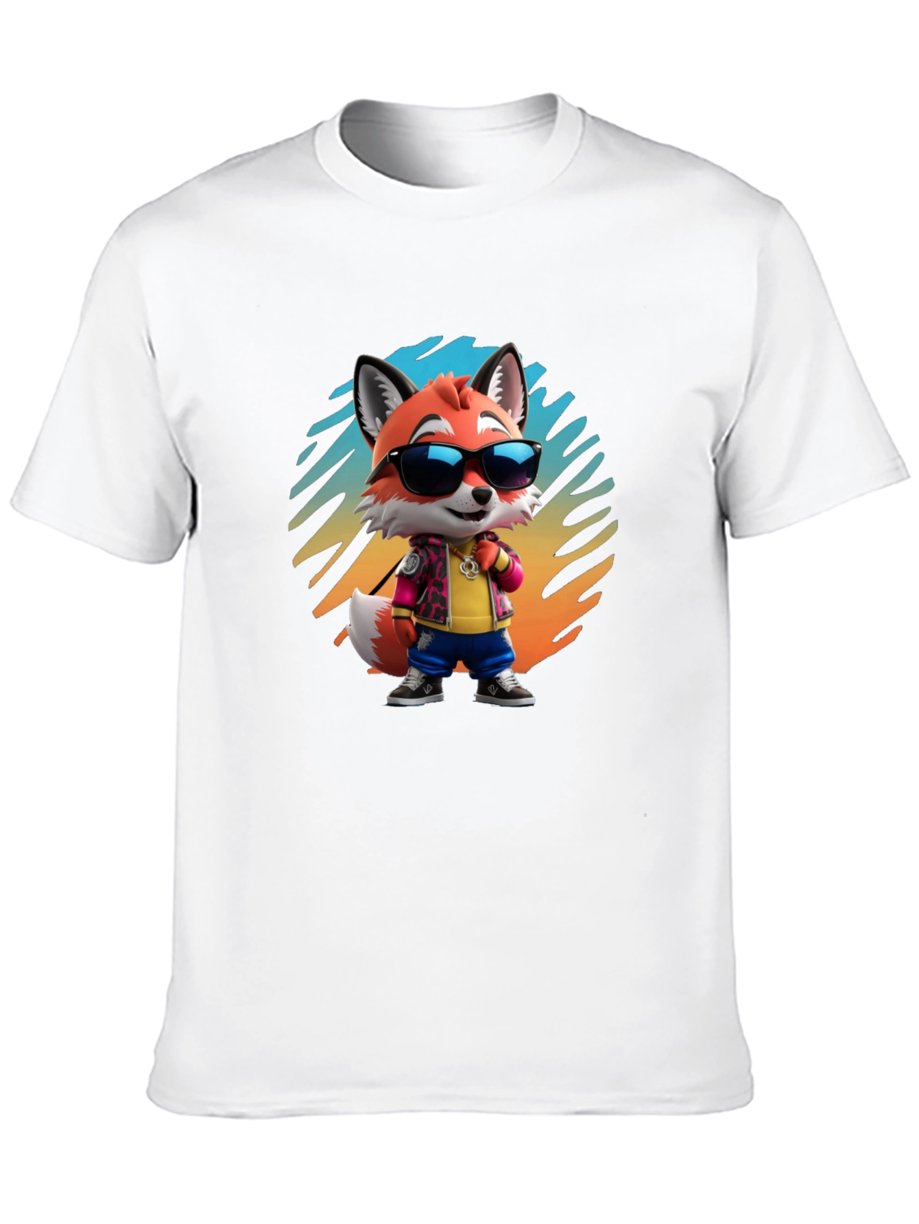 Cool Cartoon Fox T-Shirt - Black Cotton Tee