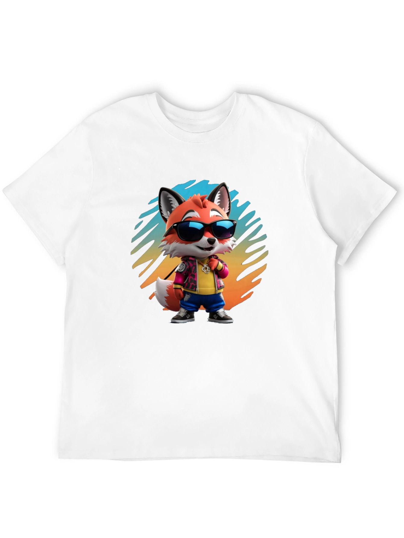 Cool Cartoon Fox T-Shirt - Black Cotton Tee