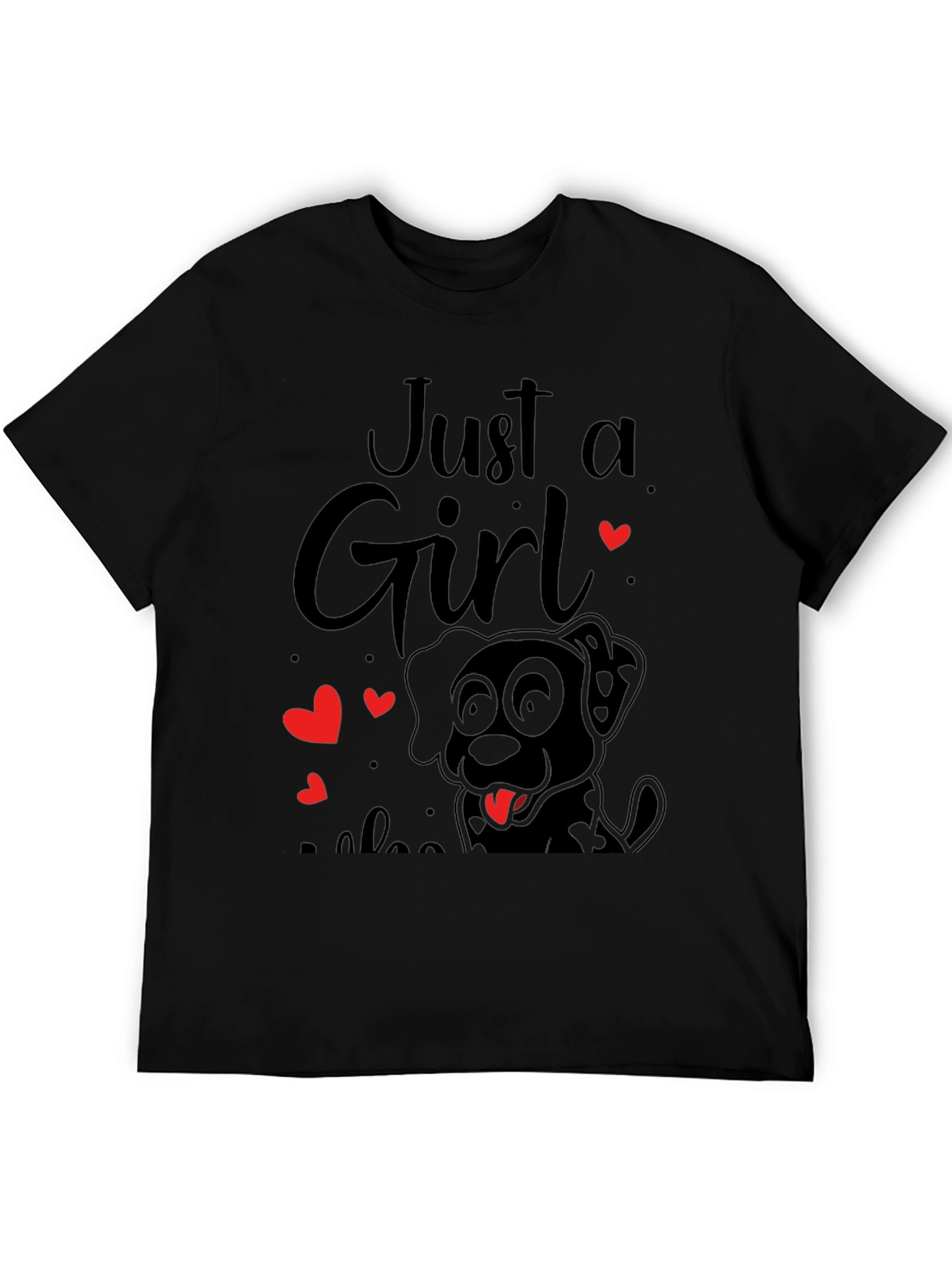 Just A Girl Who Loves Dogs Black T-Shirt