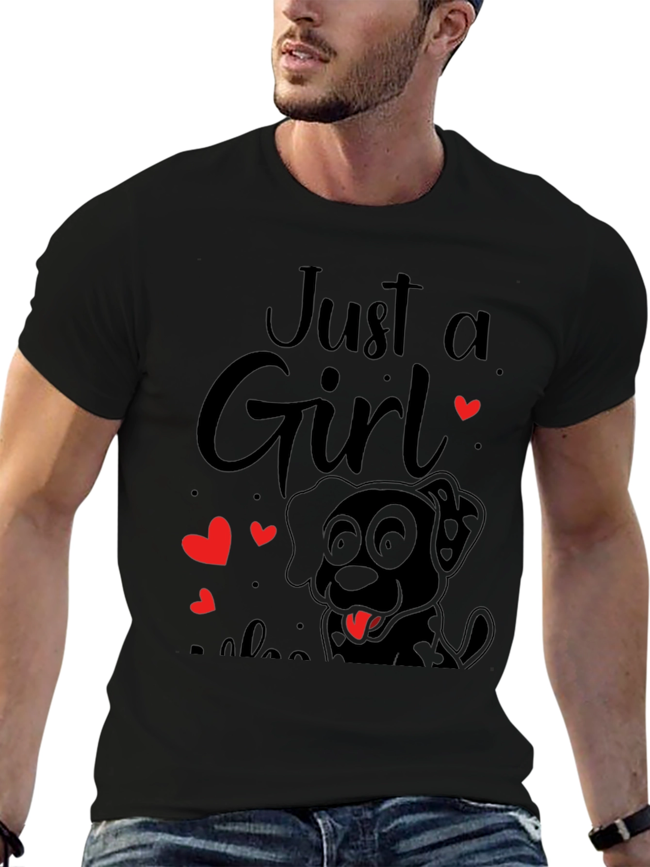 Just A Girl Who Loves Dogs Black T-Shirt
