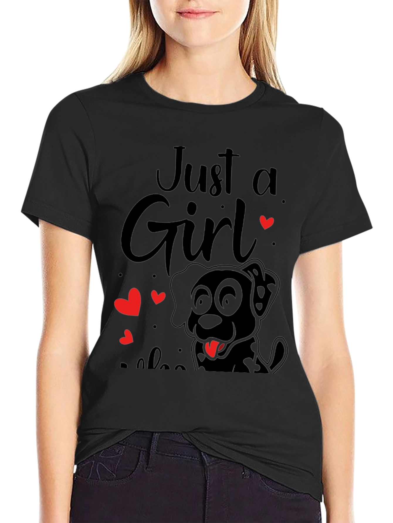 Just A Girl Who Loves Dogs Black T-Shirt