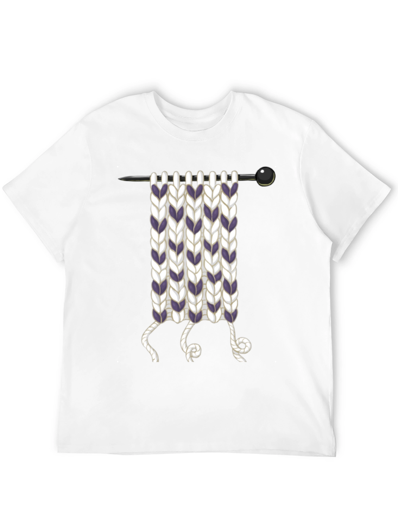 Knitting Needle Graphic T-Shirt - Novelty Knit Design