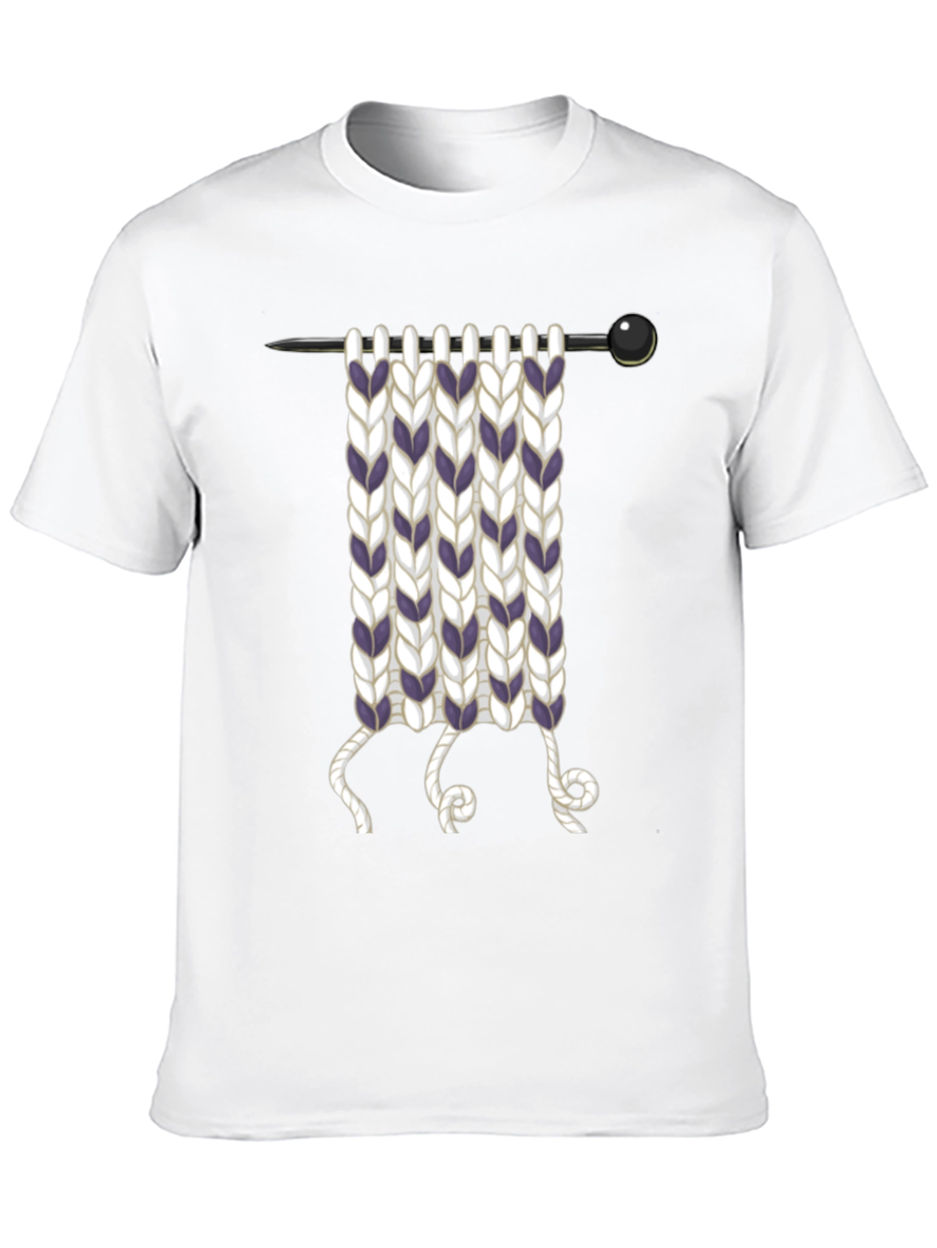 Knitting Needle Graphic T-Shirt - Novelty Knit Design