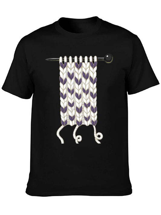 Knitting Needle Graphic T-Shirt - Novelty Knit Design