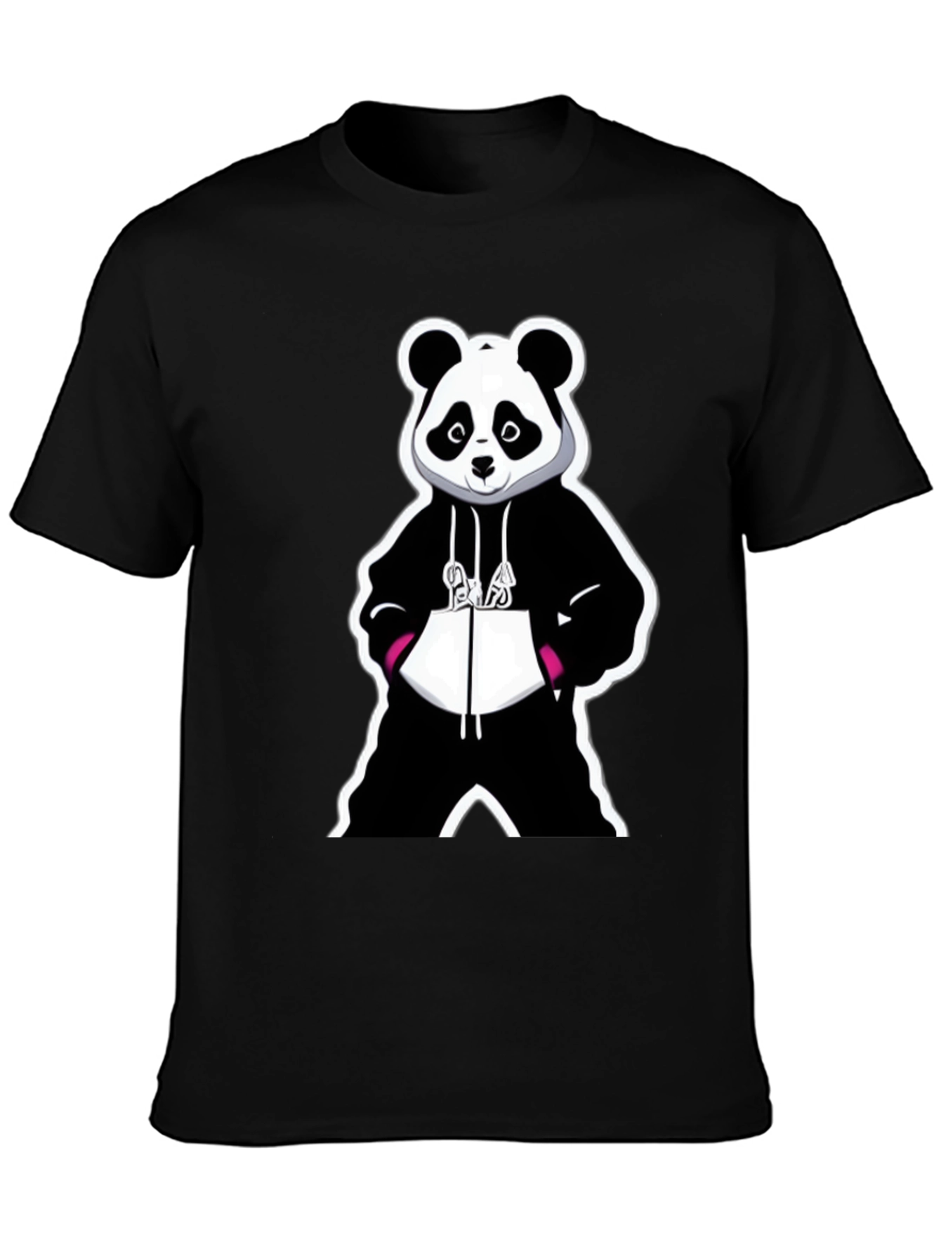 Panda Graphic Tee - Black Cotton Blend T-Shirt