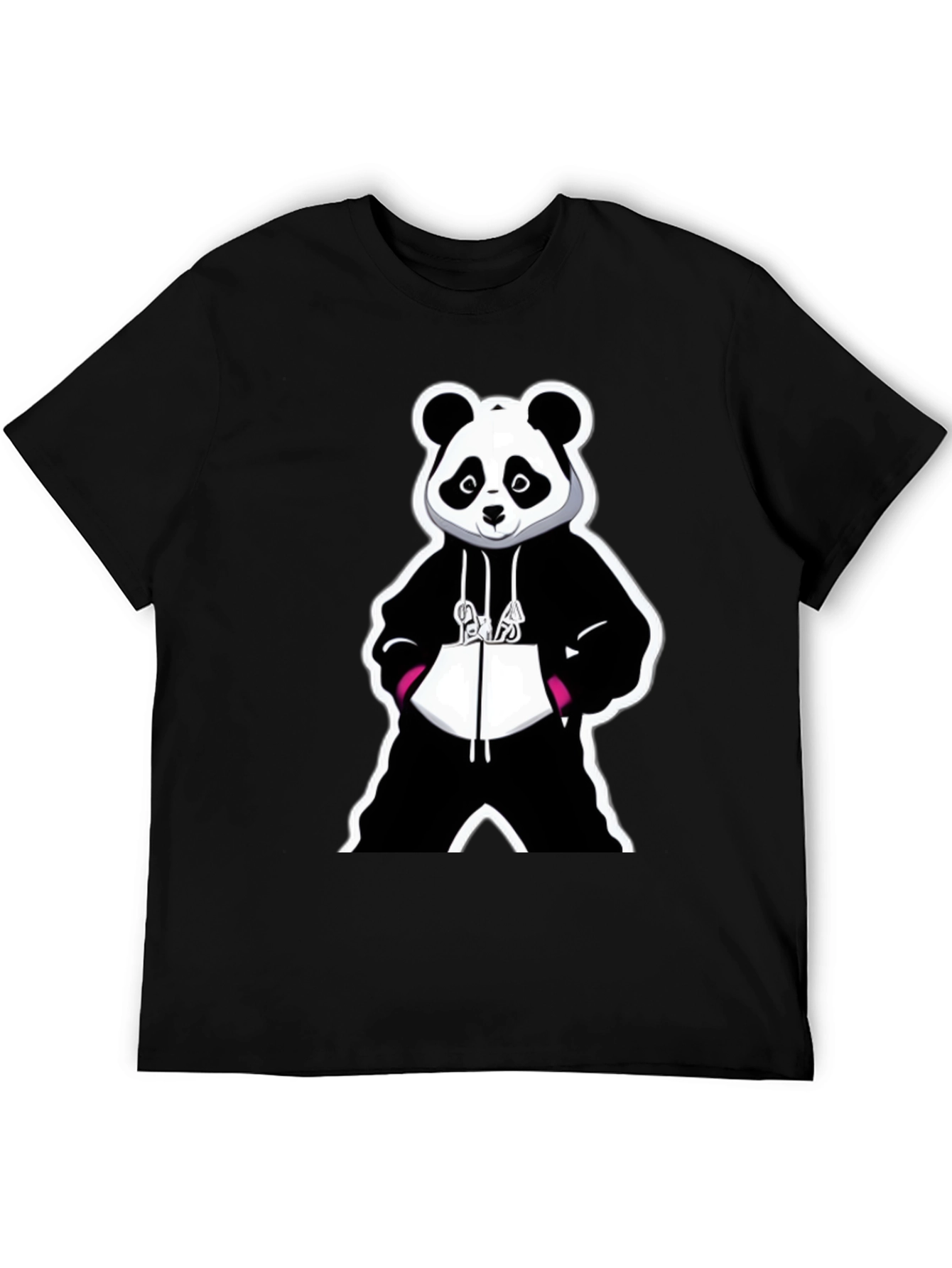 Panda Graphic Tee - Black Cotton Blend T-Shirt