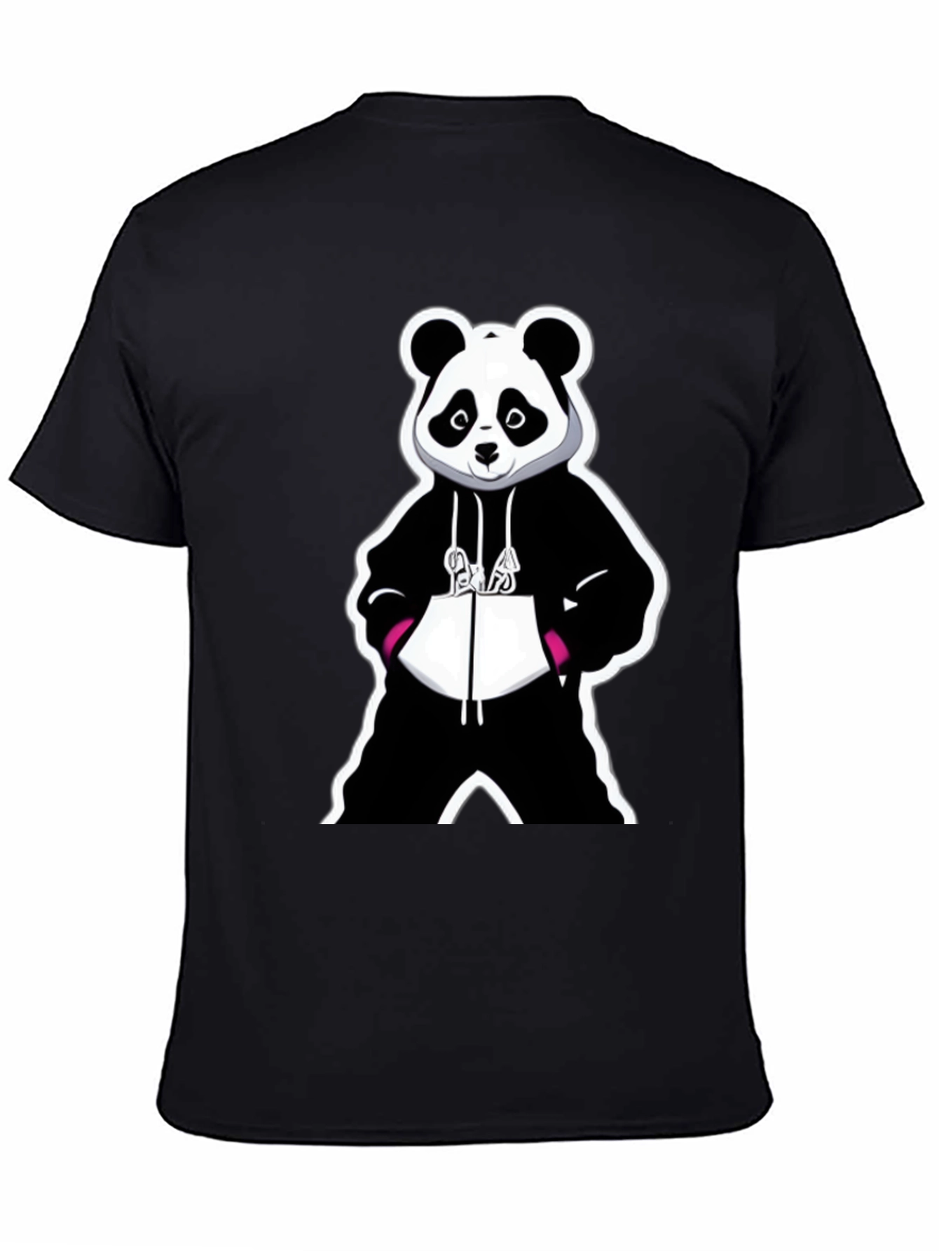 Panda Graphic Tee - Black Cotton Blend T-Shirt