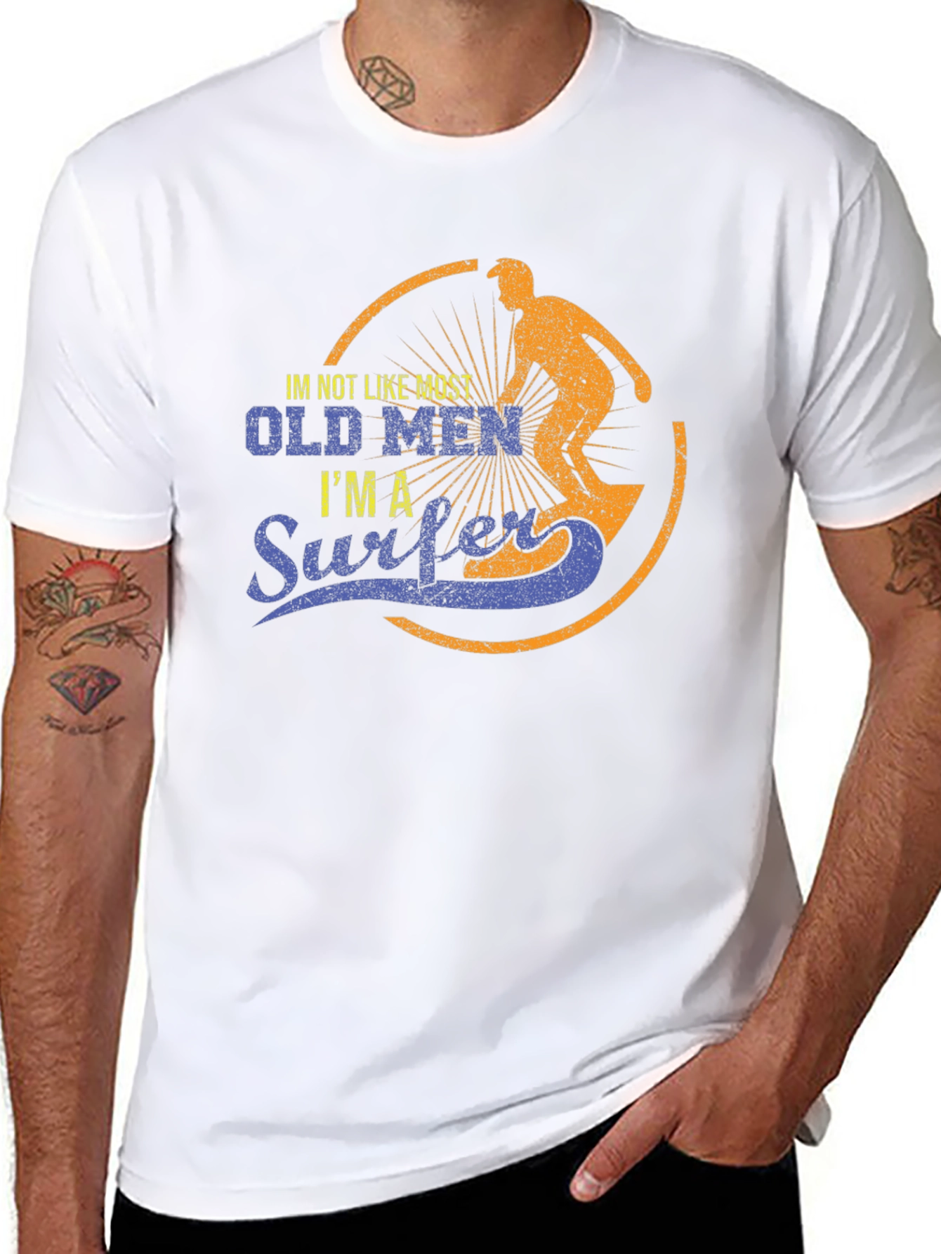Old Men Surfer Graphic T-Shirt