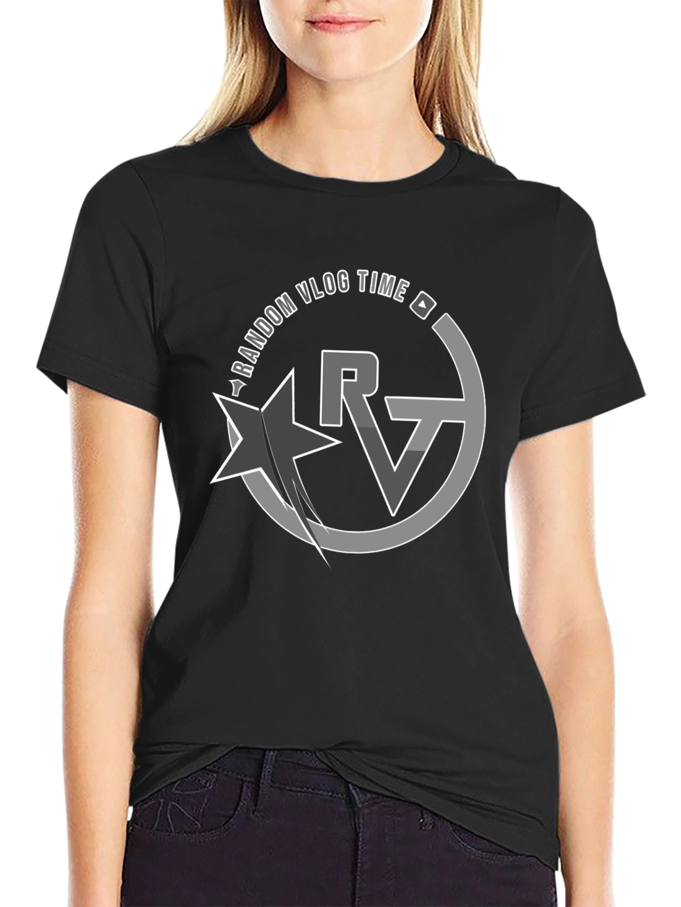 Random Vlog Time Graphic Black T-Shirt