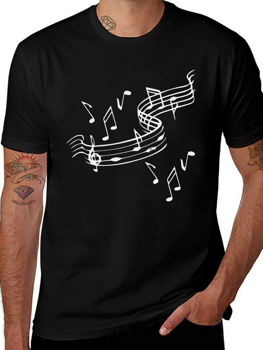 Musical Notes Black T-Shirt - Stylish Music Lover Tee