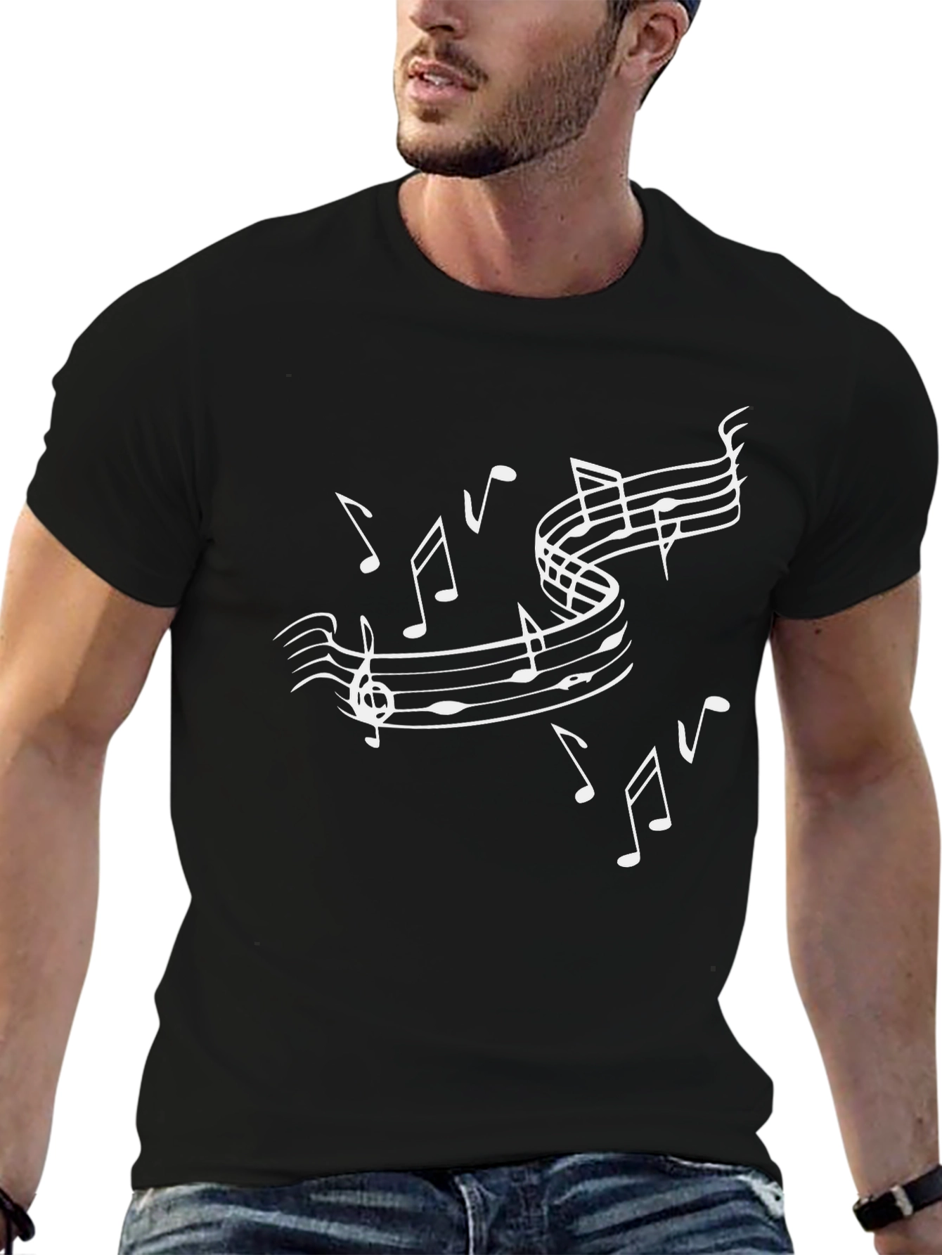Musical Notes Black T-Shirt - Stylish Music Lover Tee