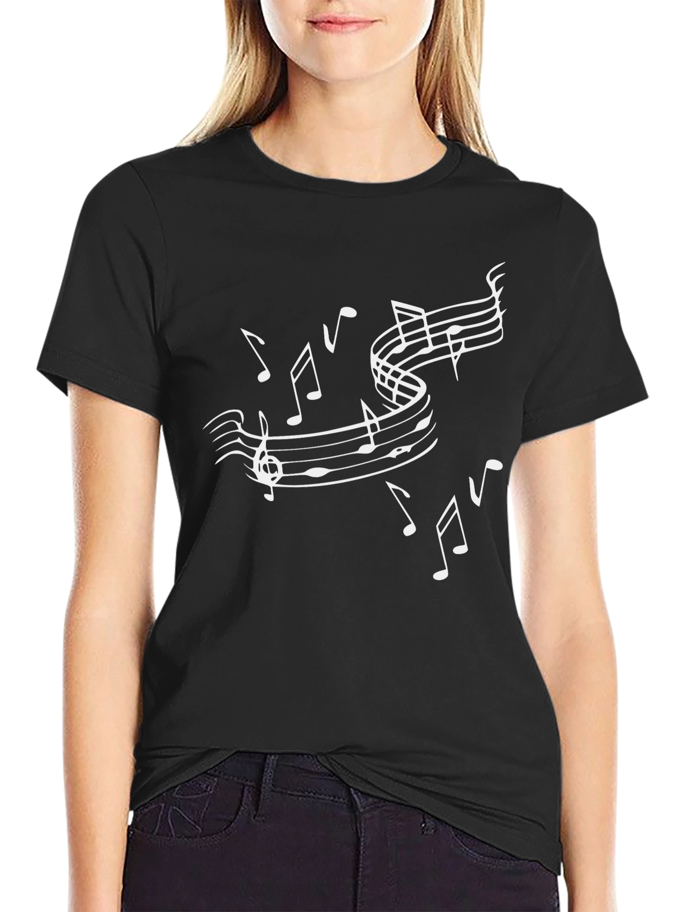 Musical Notes Black T-Shirt - Stylish Music Lover Tee