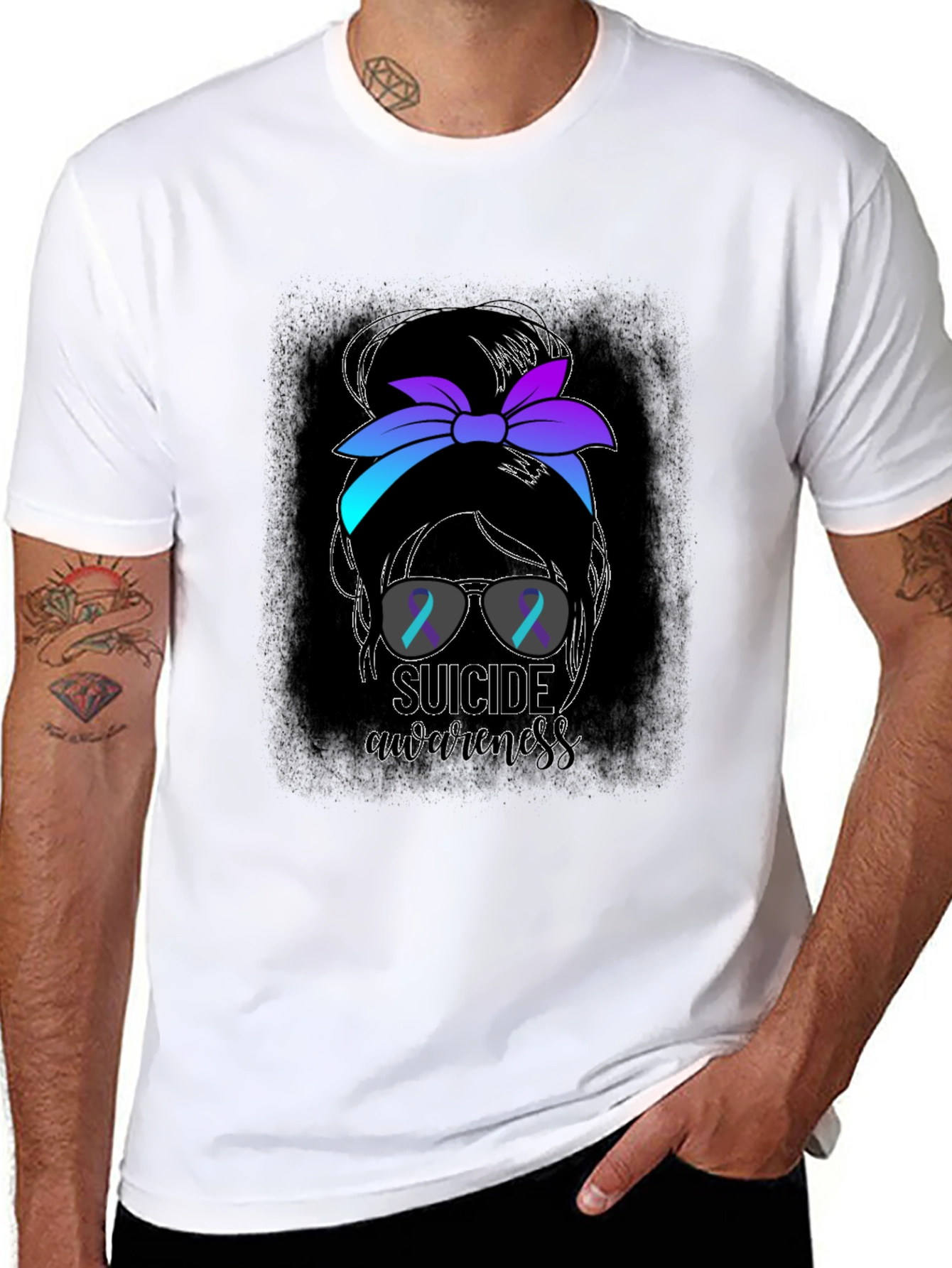Suicide Awareness Messy Bun Graphic Tee
