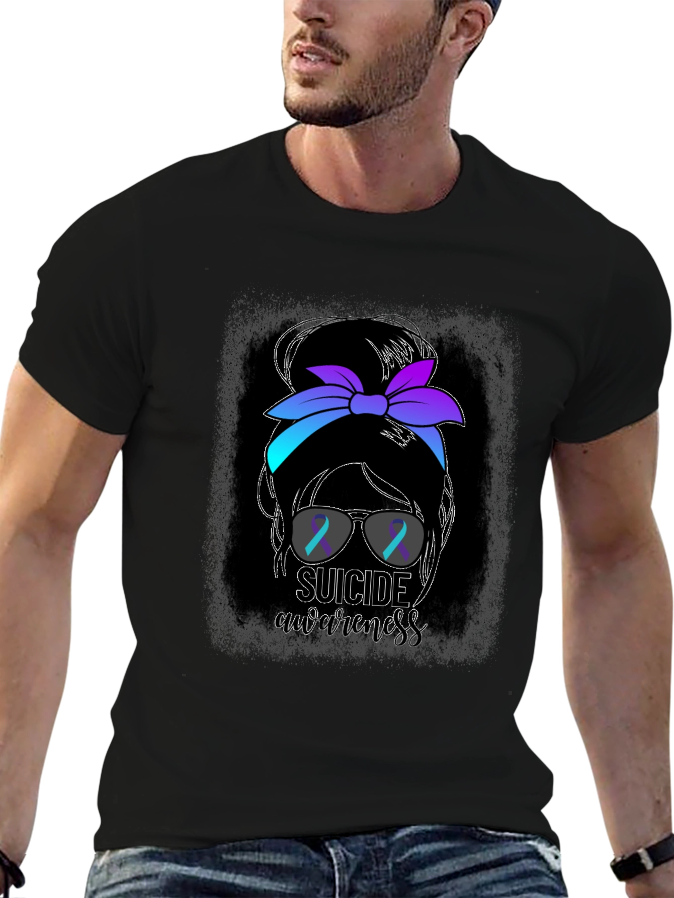 Suicide Awareness Messy Bun Graphic Tee