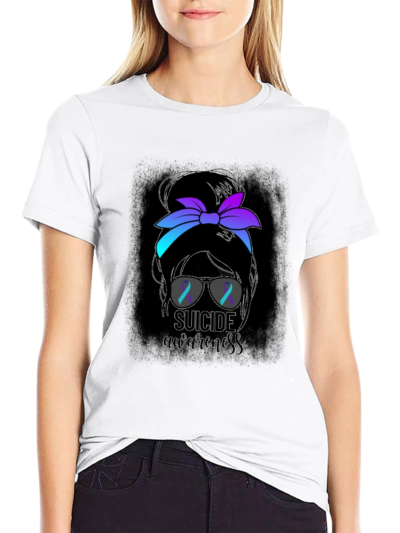 Suicide Awareness Messy Bun Graphic Tee