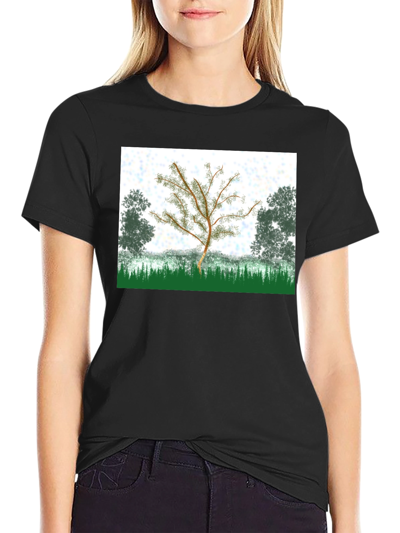 Nature Tree Graphic T-Shirt - Black