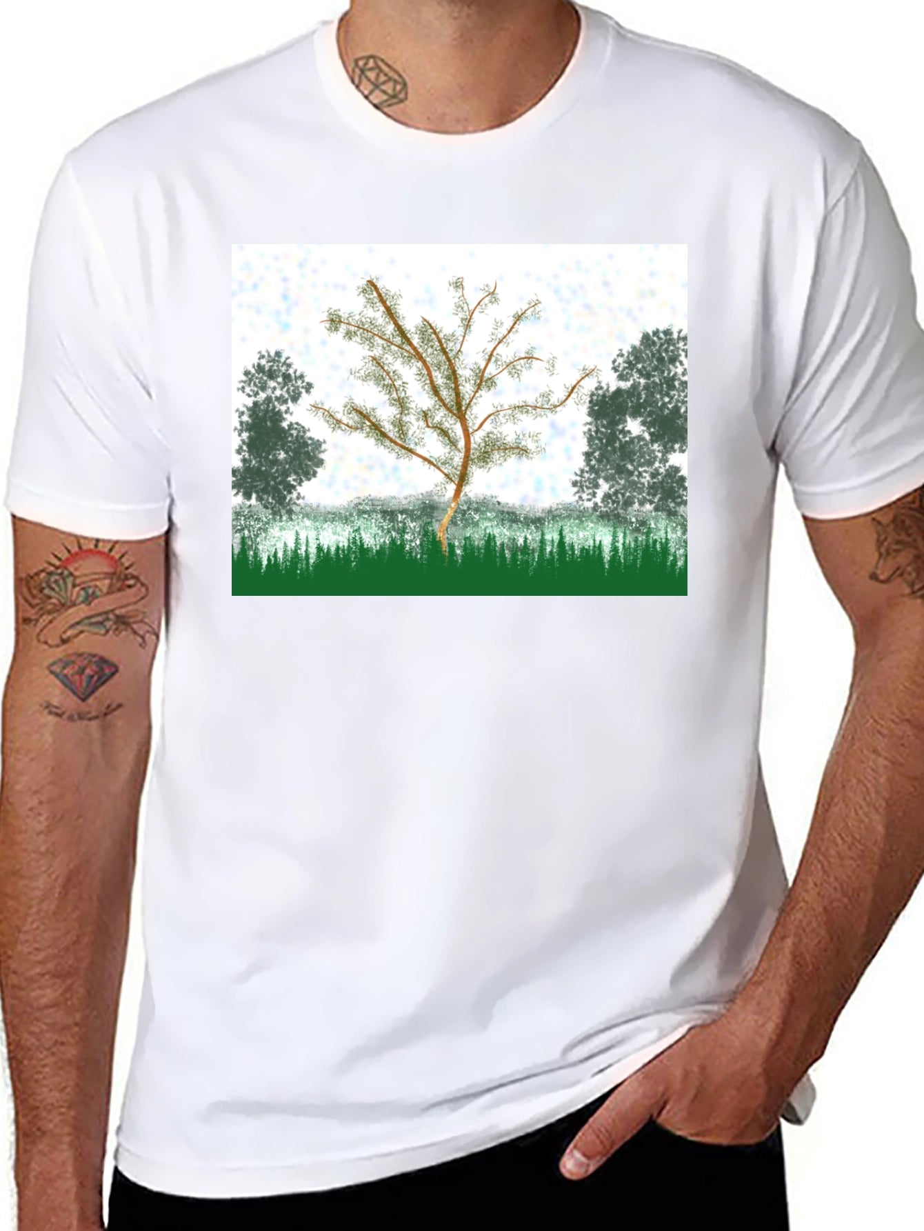 Nature Tree Graphic T-Shirt - Black