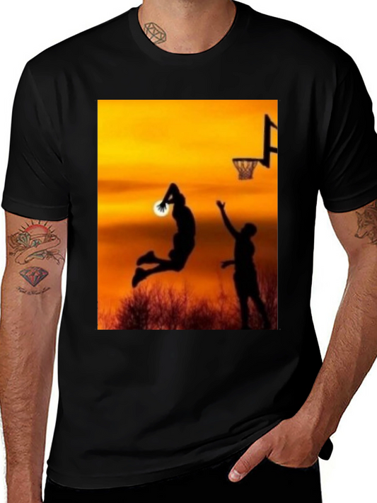 Sunset Basketball Silhouette Graphic Tee