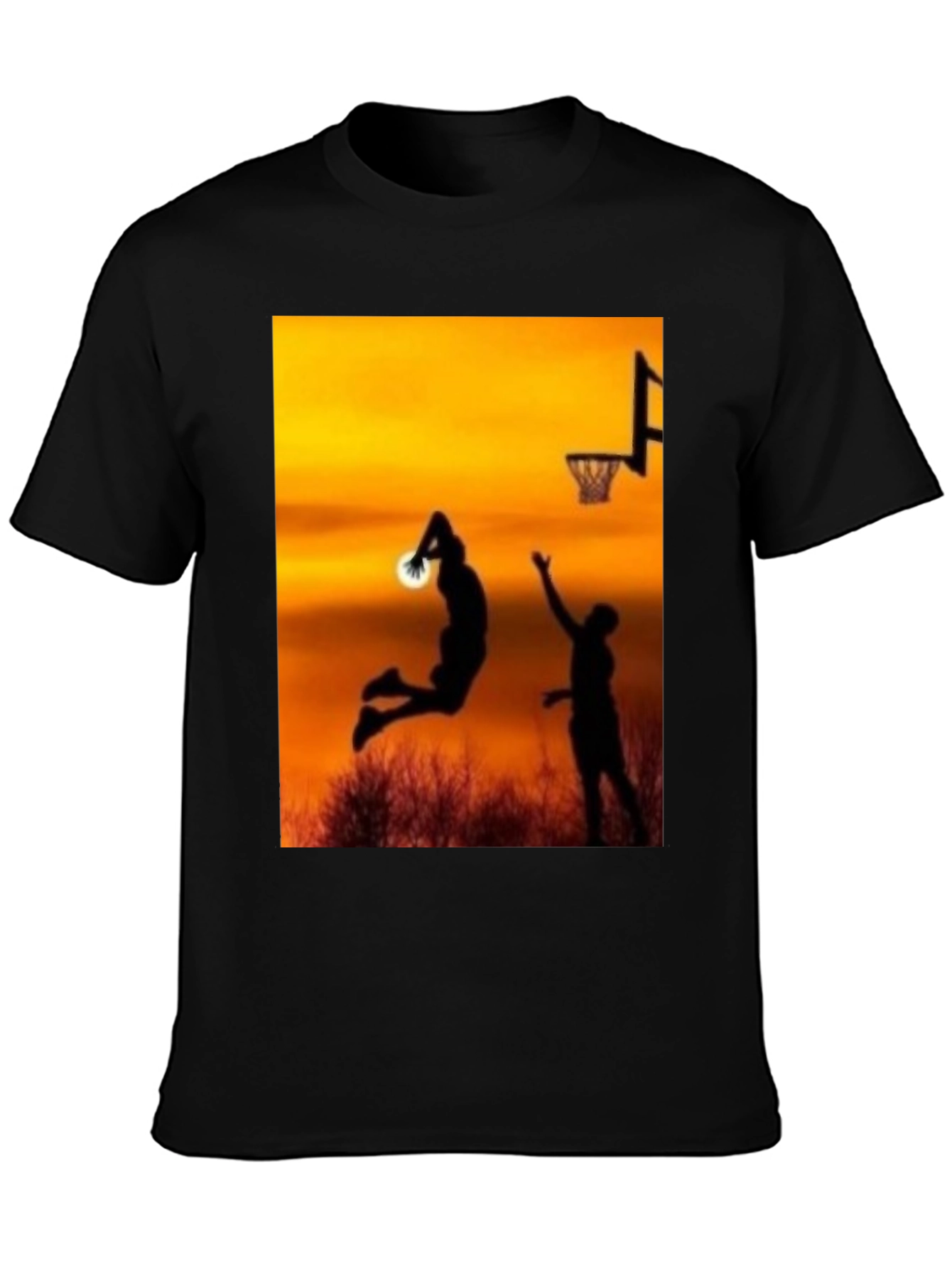 Sunset Basketball Silhouette Graphic Tee