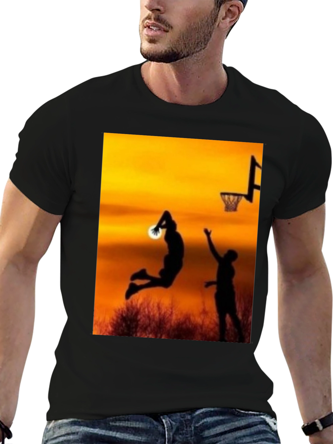 Sunset Basketball Silhouette Graphic Tee