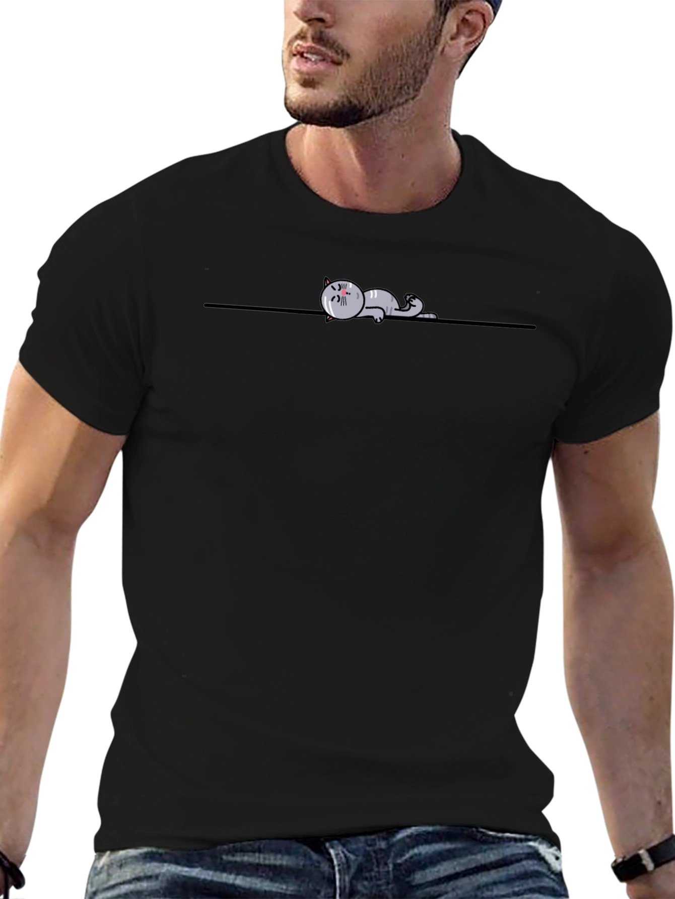 Lazy Cat Tee - Relaxed Graphic T-Shirt
