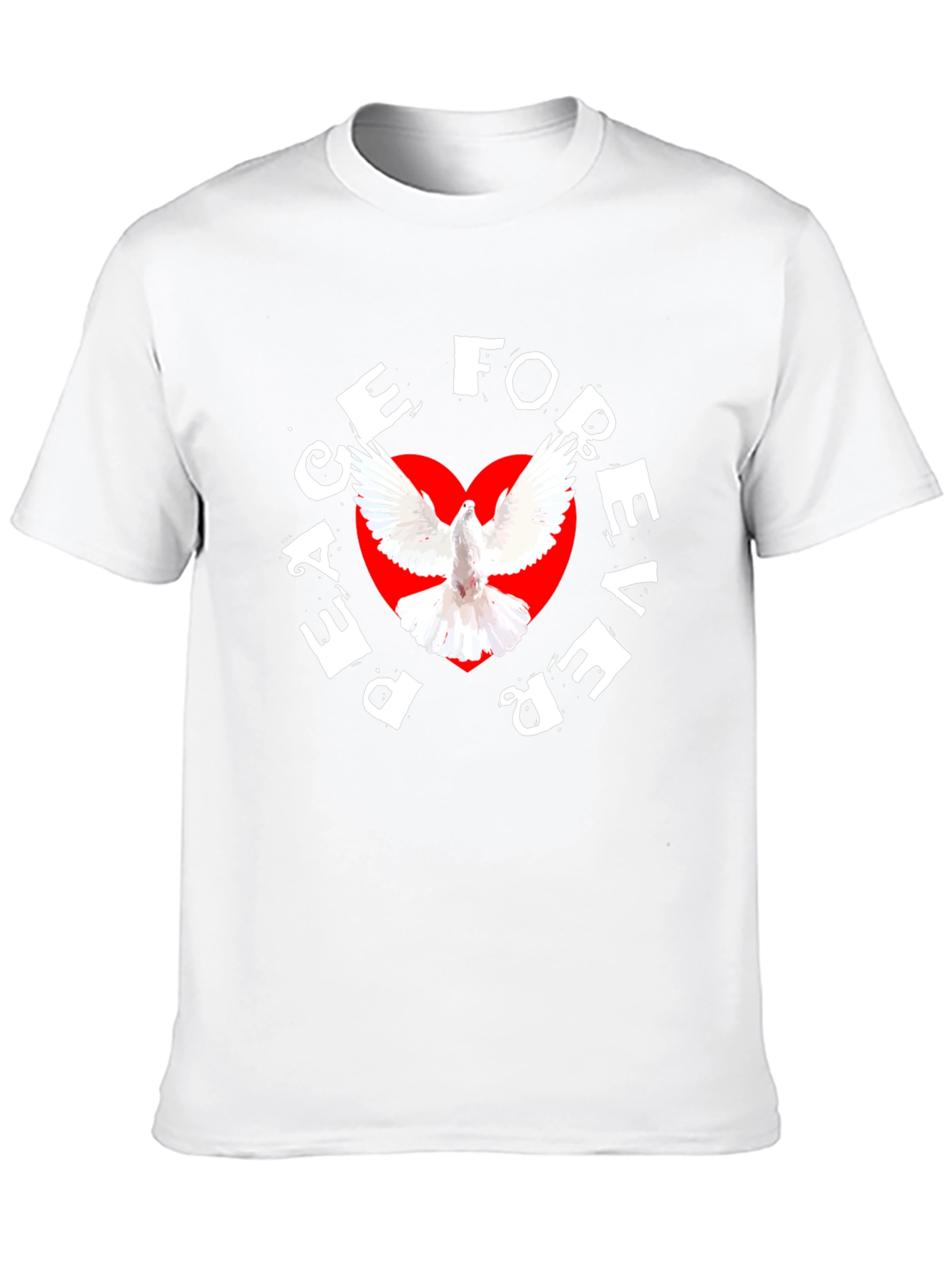 Peace Forever Black T-Shirt with Dove Graphic