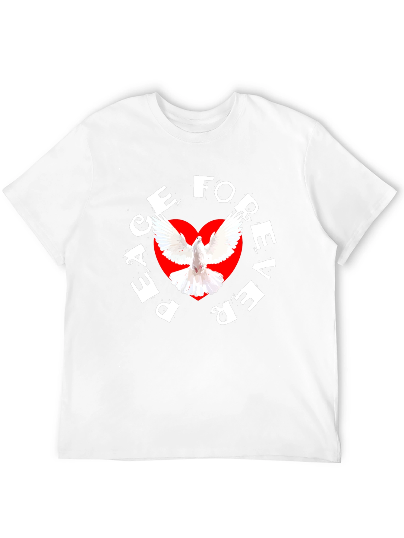 Peace Forever Black T-Shirt with Dove Graphic