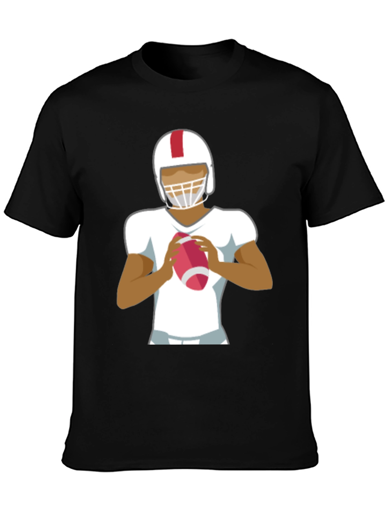 Football Player Graphic Tee - Black Cotton Casual Shirt