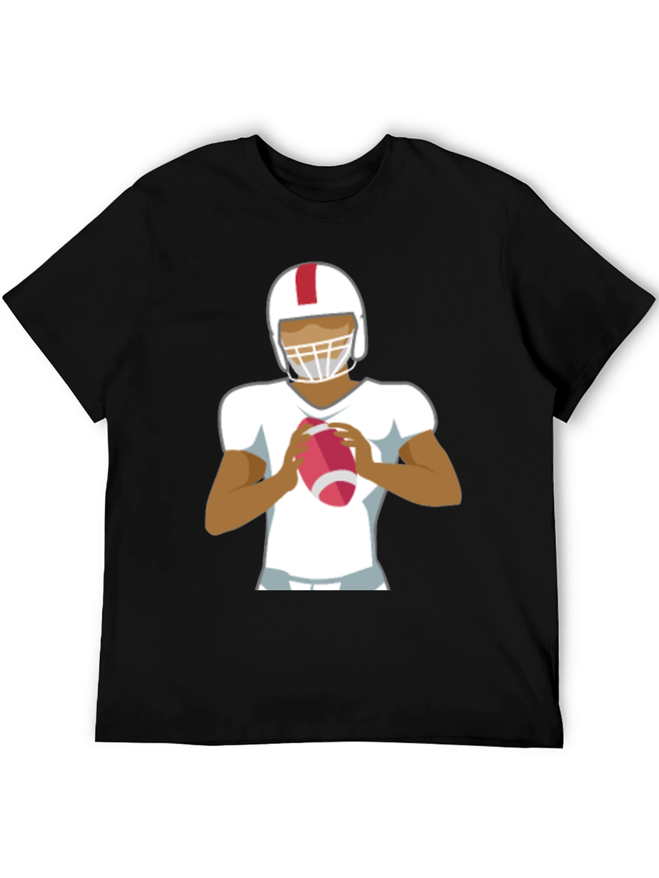 Football Player Graphic Tee - Black Cotton Casual Shirt