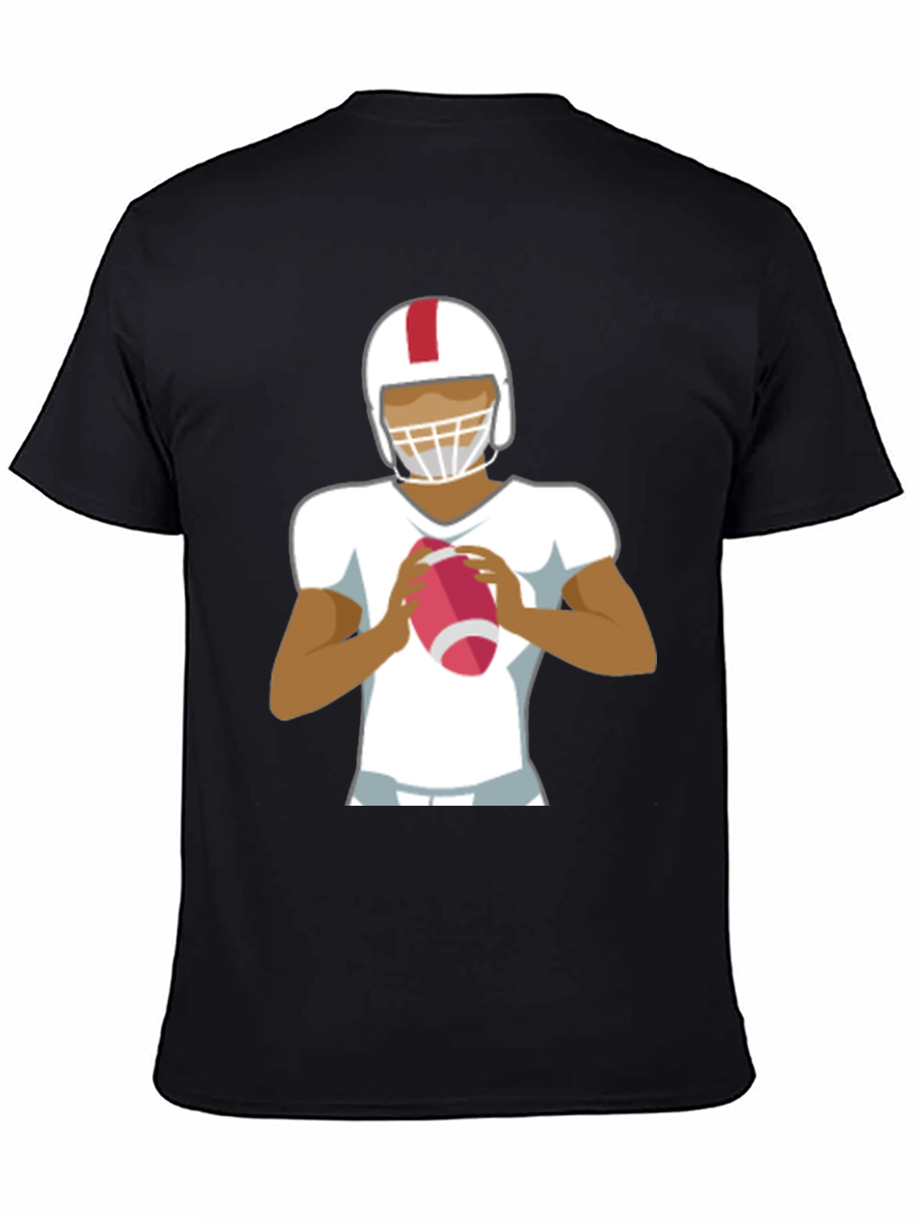 Football Player Graphic Tee - Black Cotton Casual Shirt