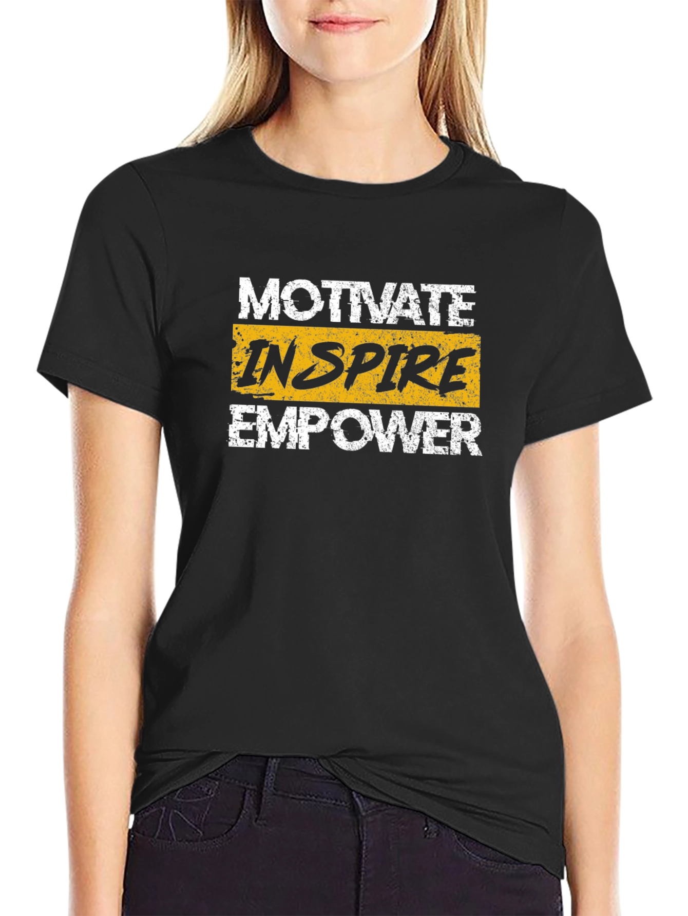 Motivate Inspire Empower Graphic Tee - Black