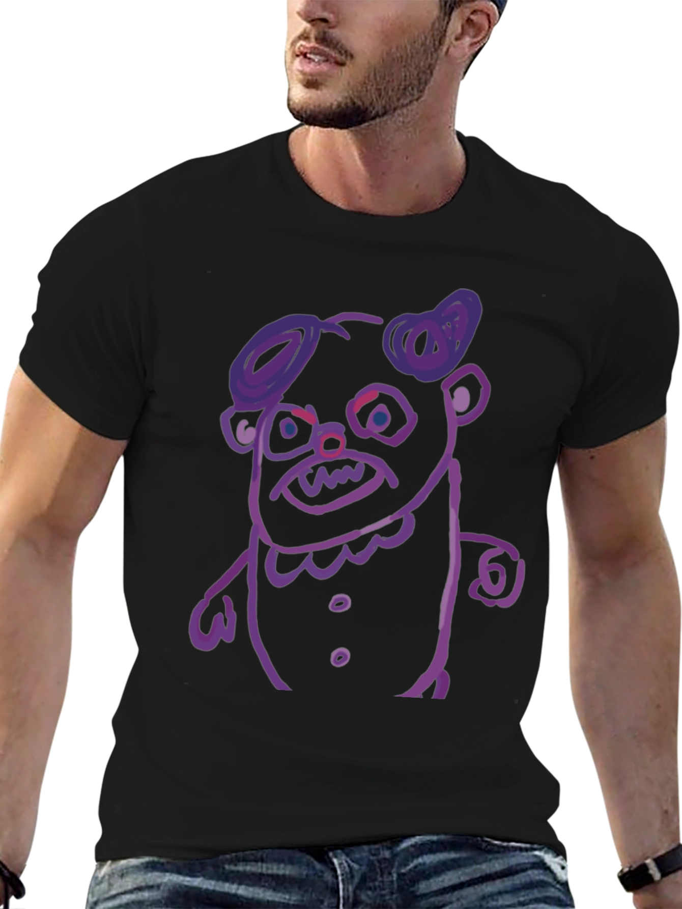 Monster Graphic T-Shirt - Black Cotton Tee