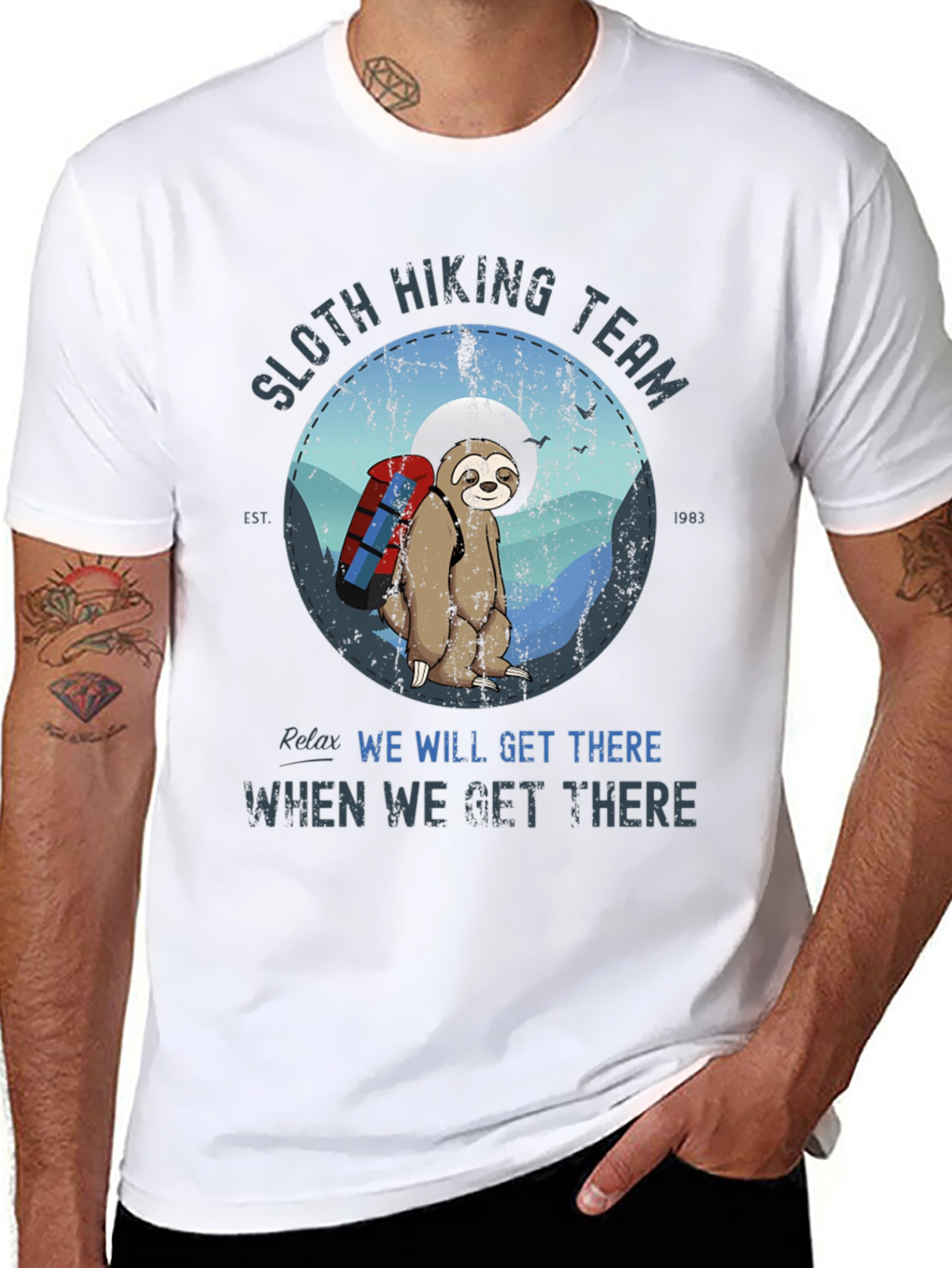 Sloth Hiking Team T-Shirt - Relaxed Hiking Apparel