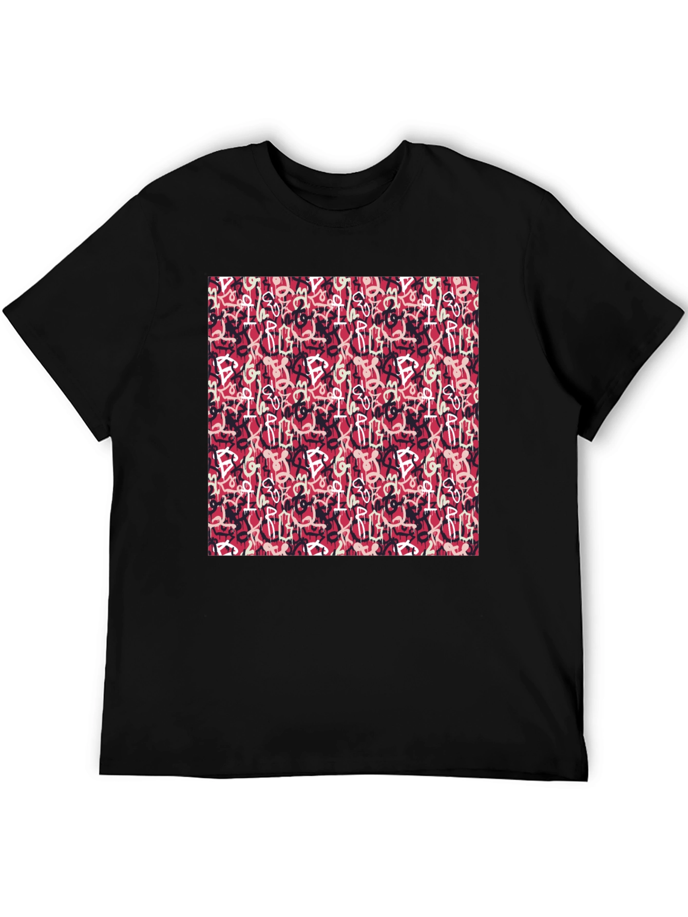 Abstract Graffiti Print Black T-Shirt