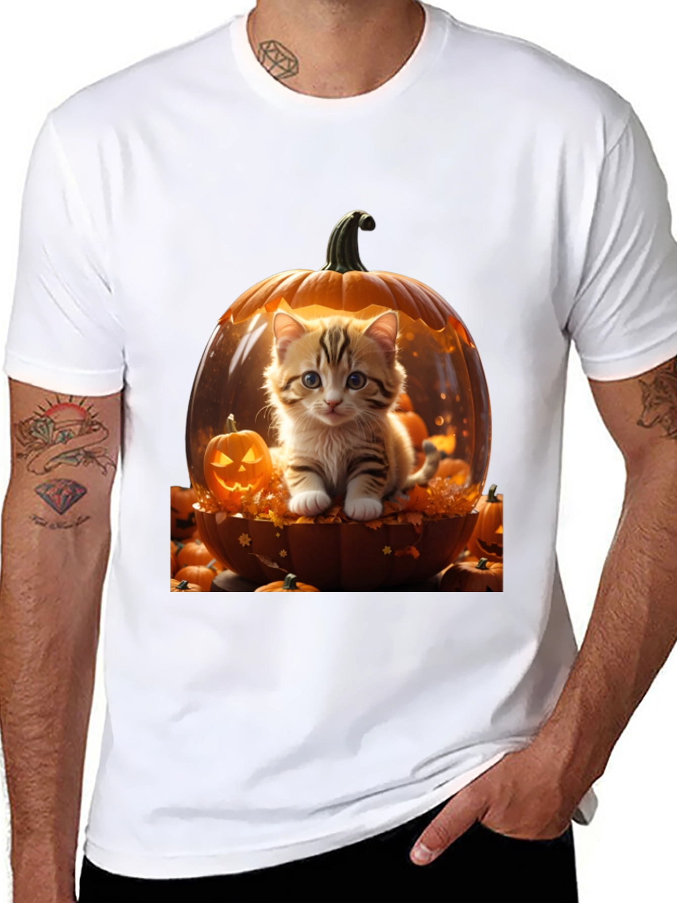 Halloween Kitten Pumpkin T-Shirt