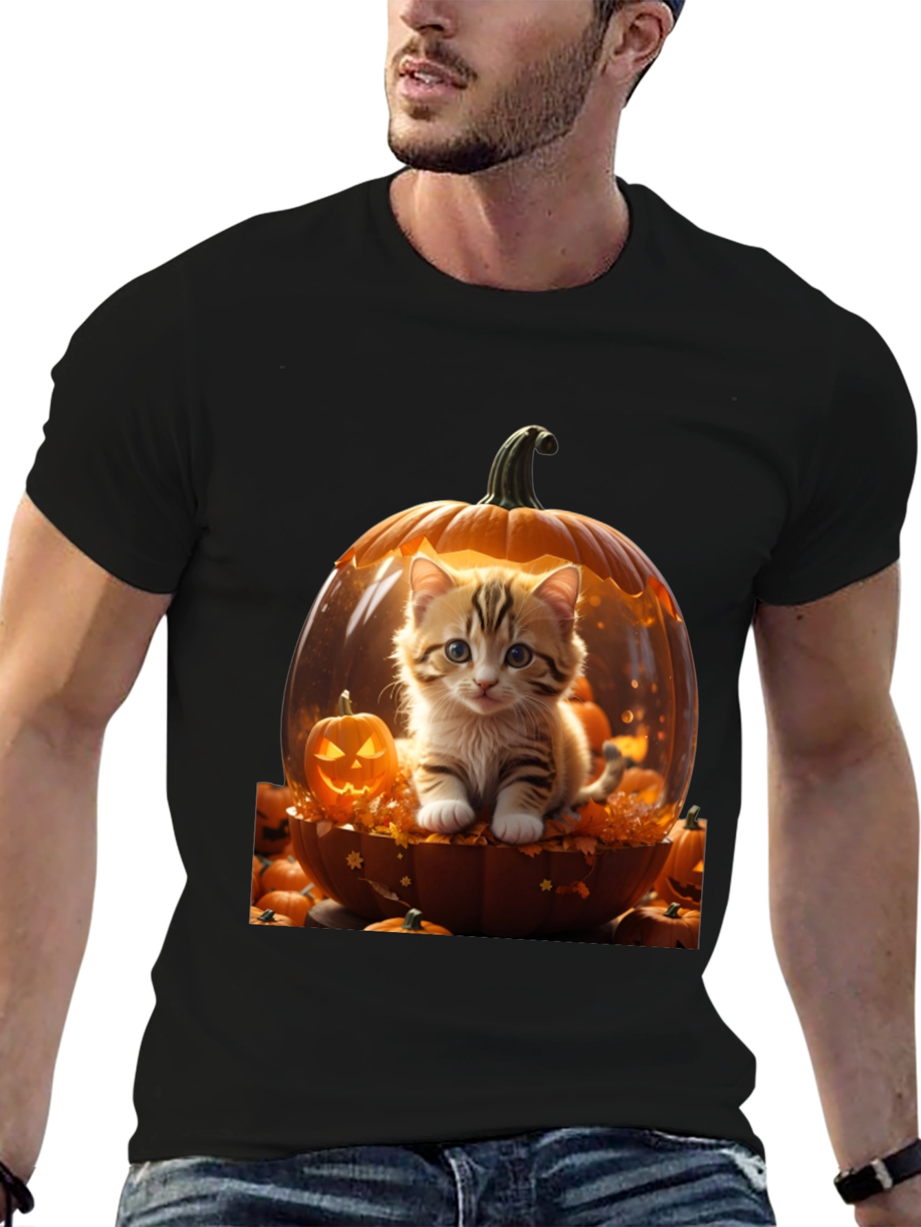 Halloween Kitten Pumpkin T-Shirt