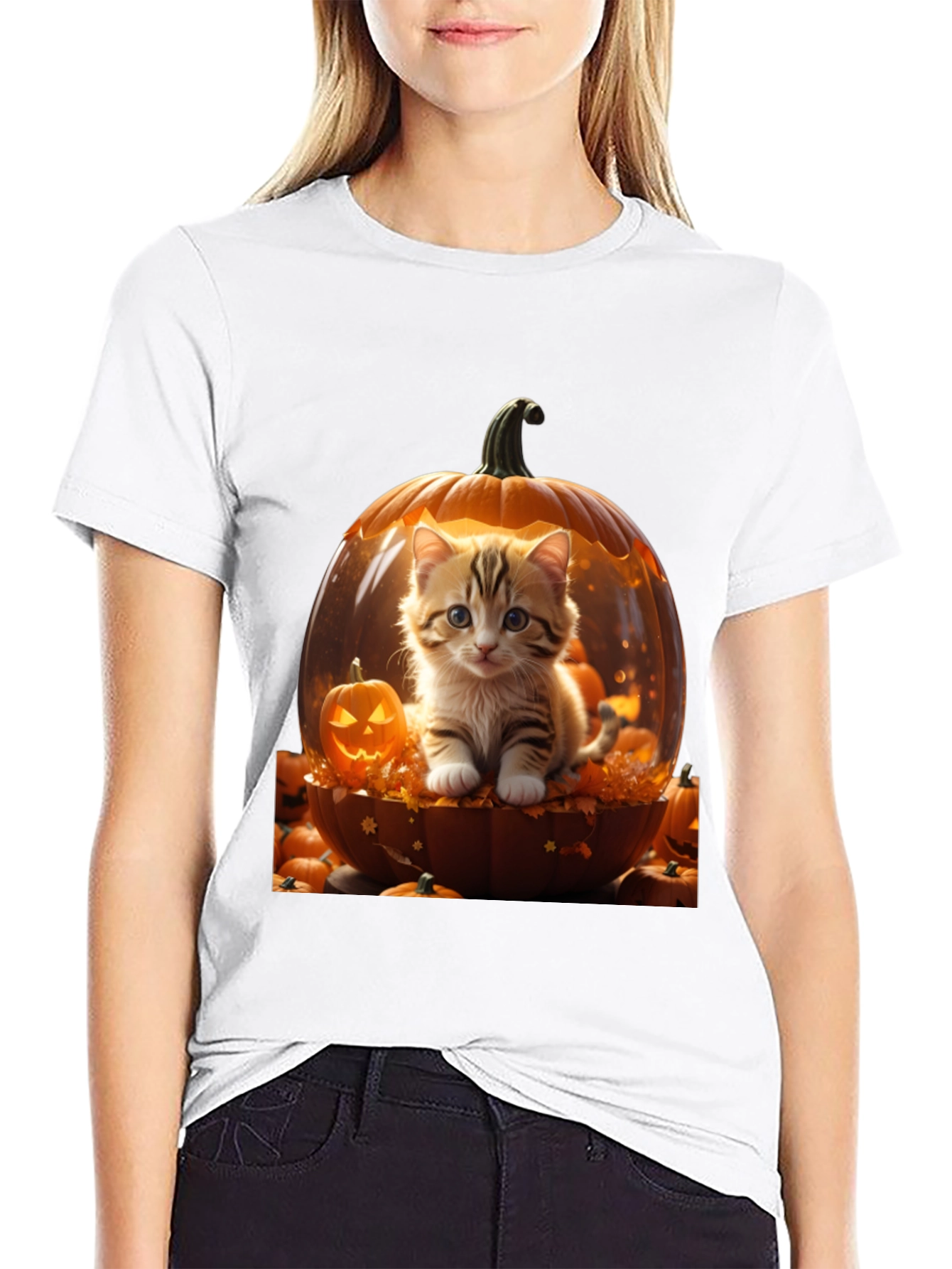 Halloween Kitten Pumpkin T-Shirt