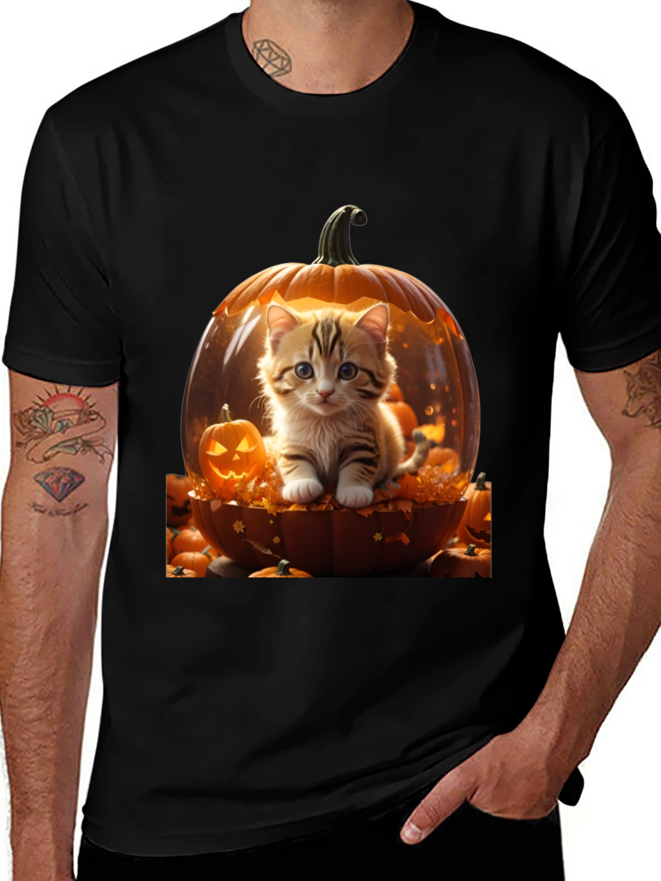 Halloween Kitten Pumpkin T-Shirt