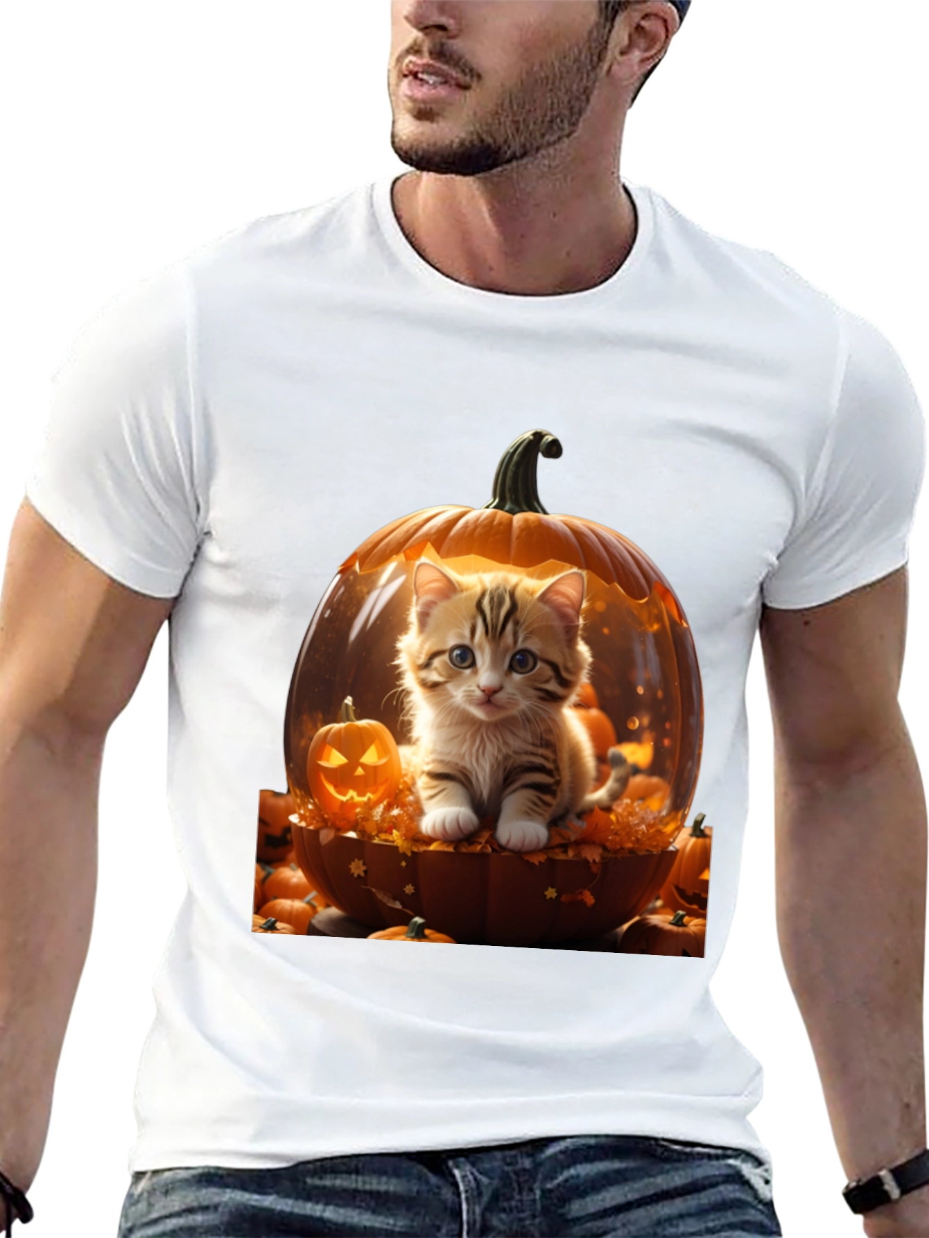 Halloween Kitten Pumpkin T-Shirt