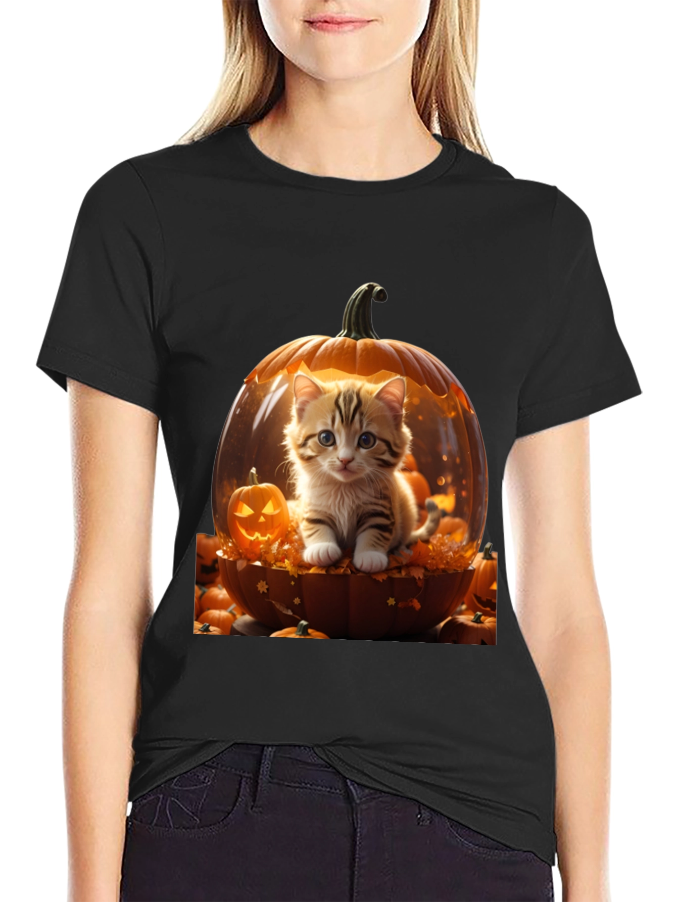 Halloween Kitten Pumpkin T-Shirt