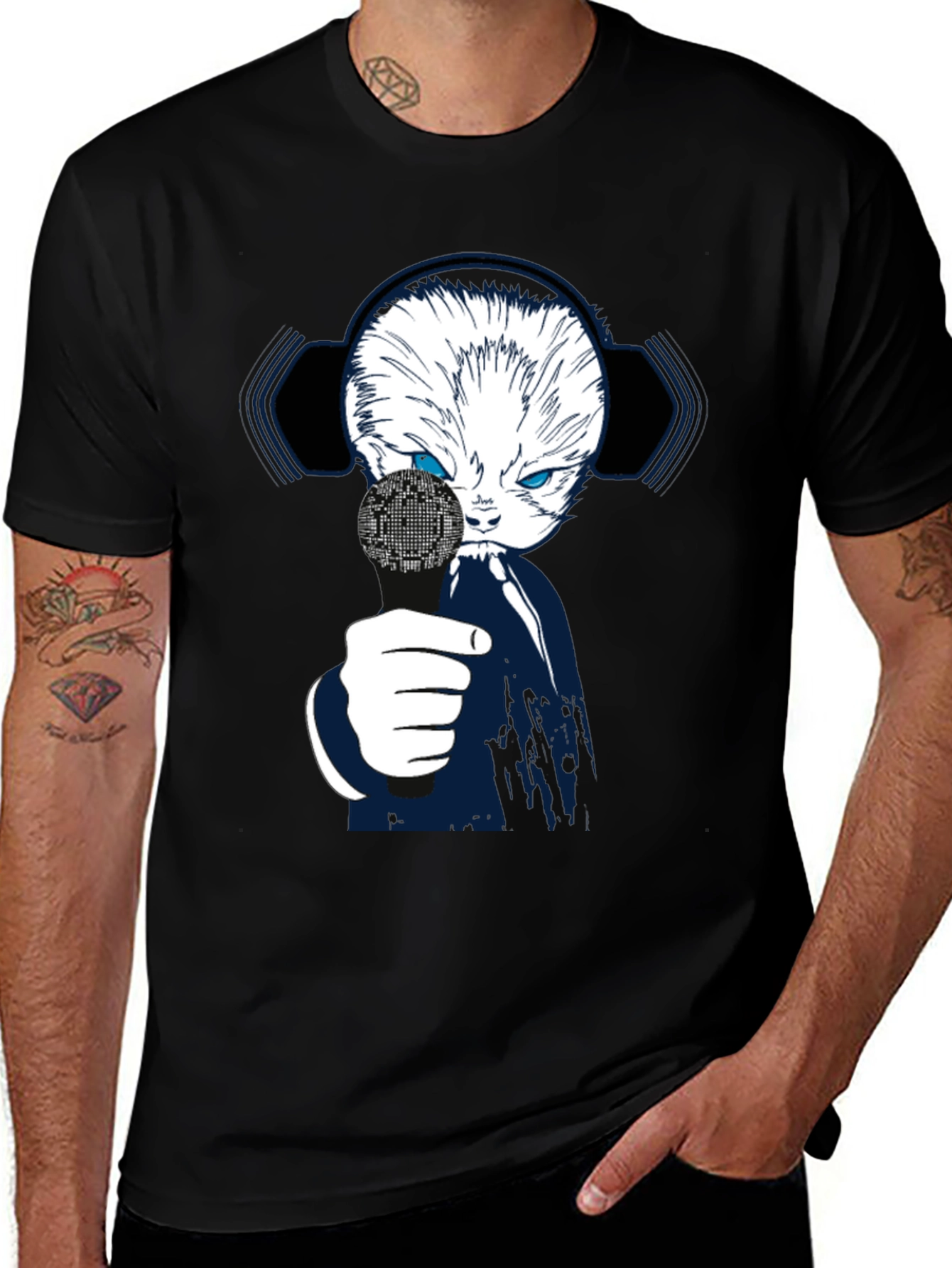 Tech Cat Graphic T-Shirt - Black