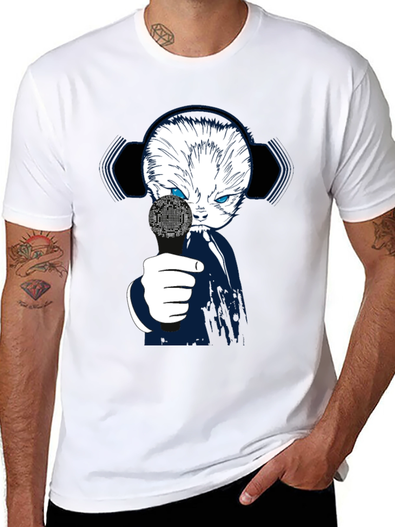 Tech Cat Graphic T-Shirt - Black