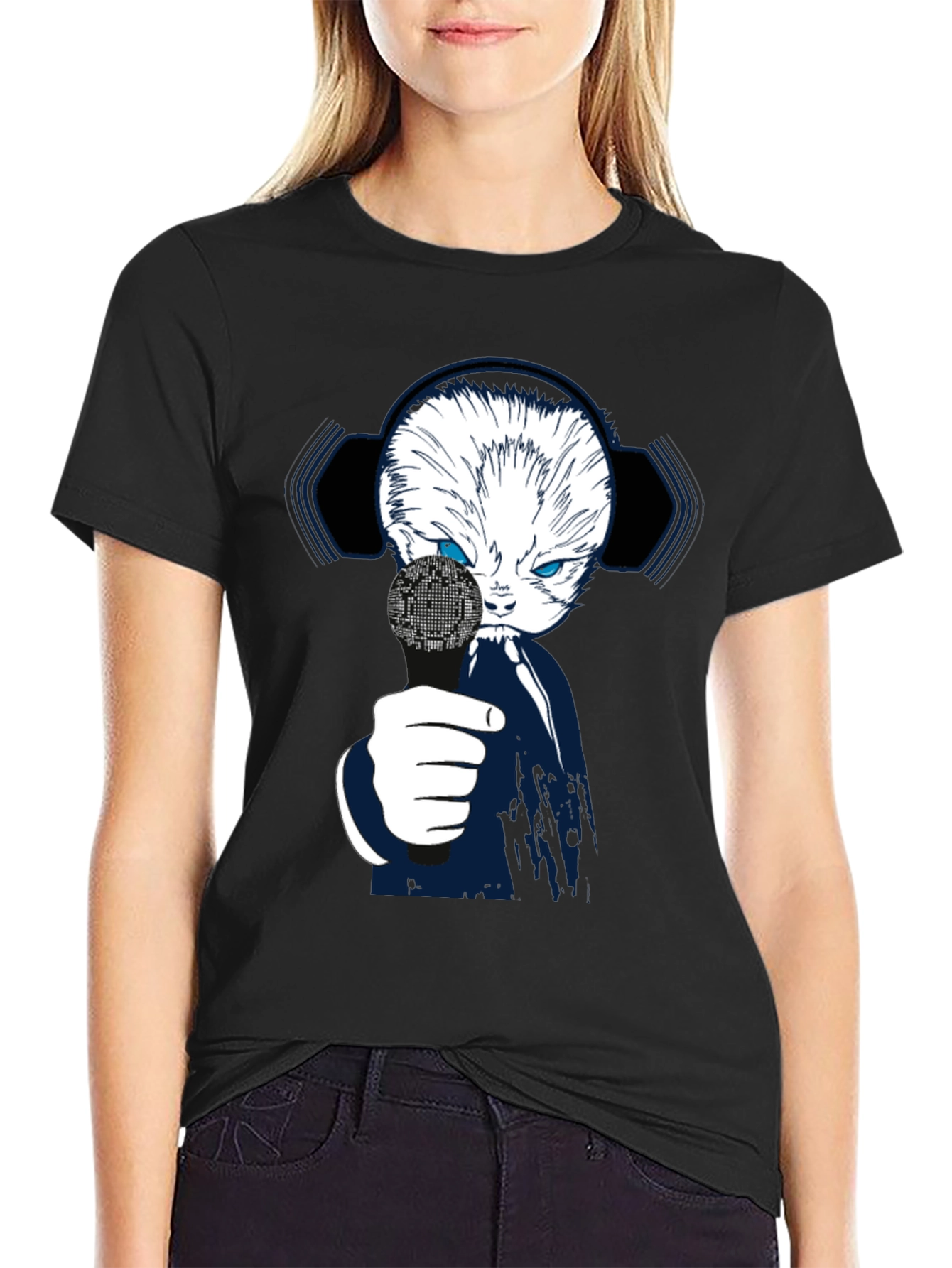 Tech Cat Graphic T-Shirt - Black