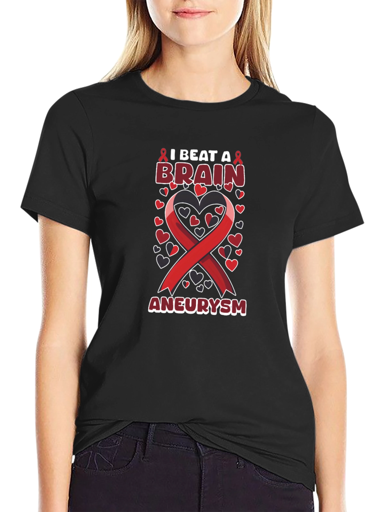 I Beat A Brain Aneurysm Ribbon T-Shirt