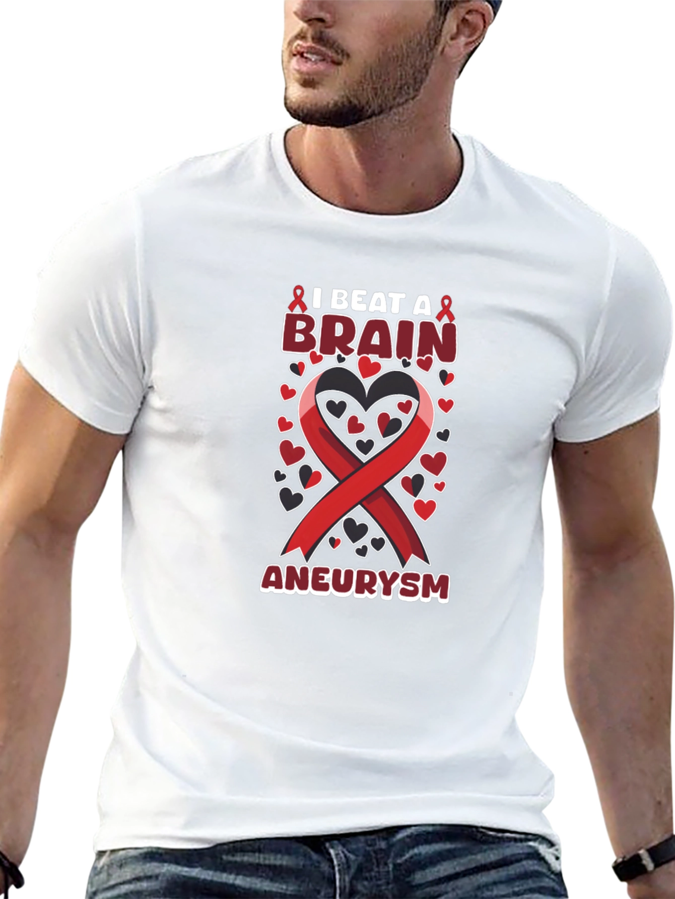 I Beat A Brain Aneurysm Ribbon T-Shirt