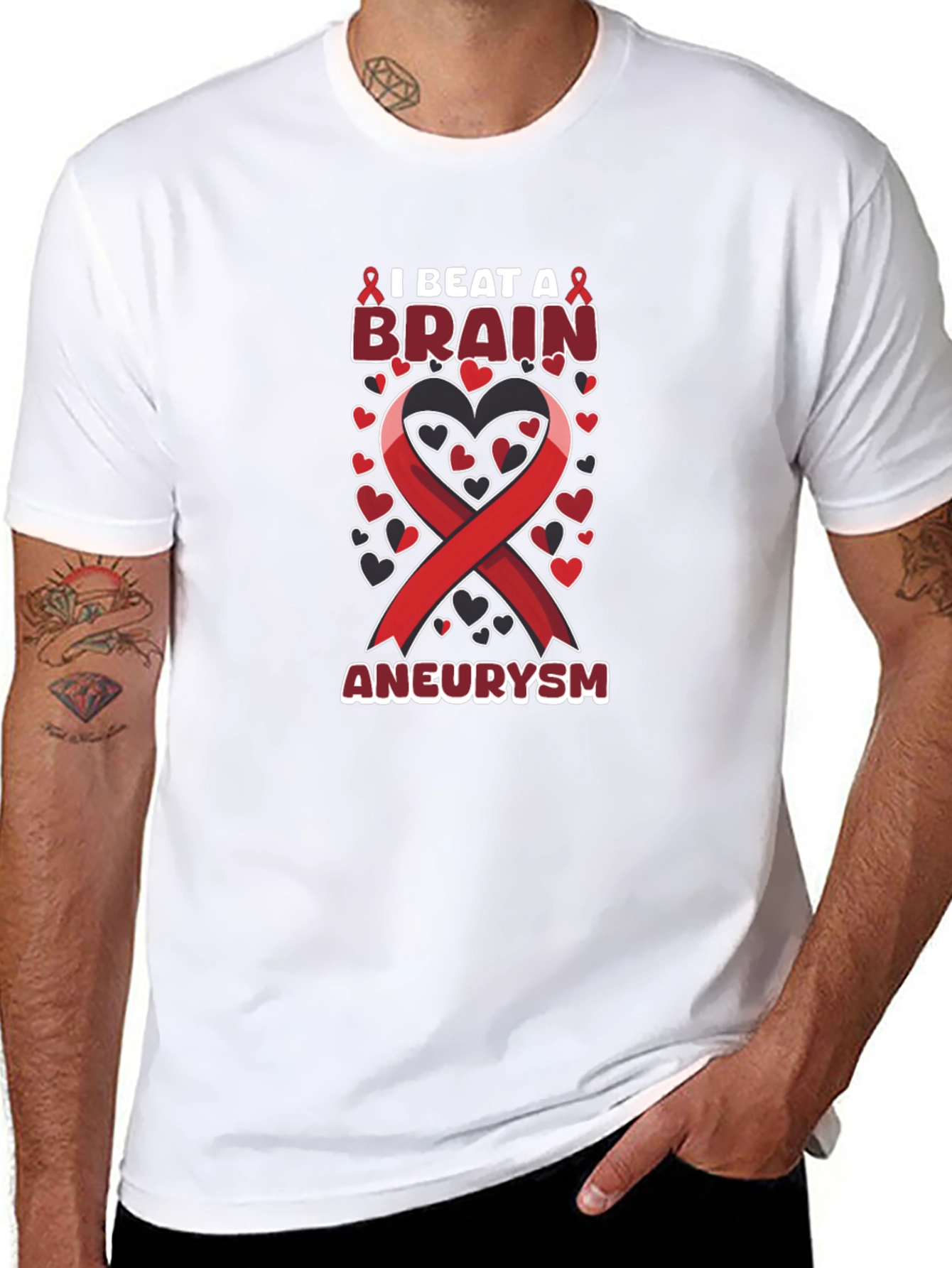 I Beat A Brain Aneurysm Ribbon T-Shirt