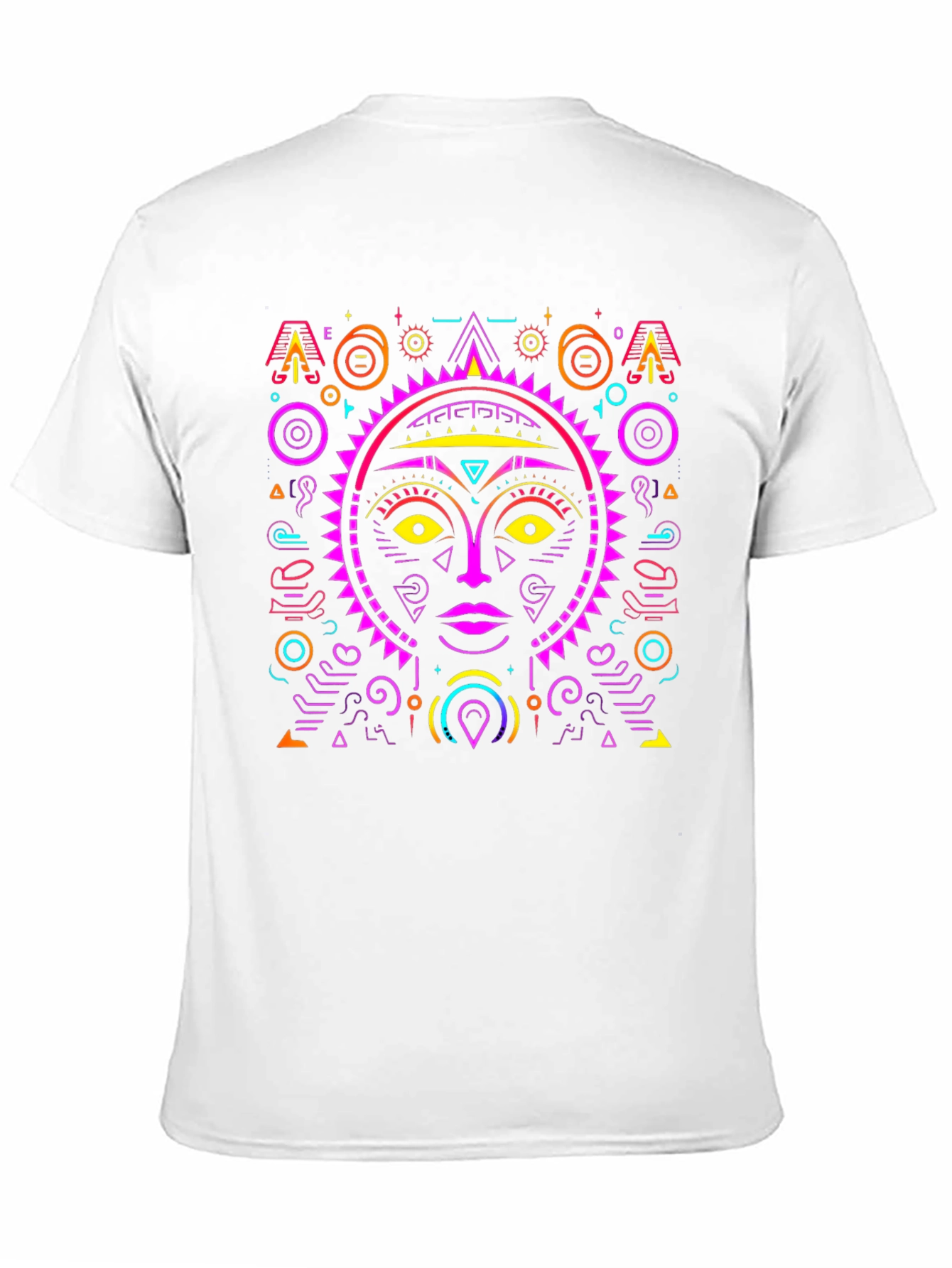 Abstract Sun Face Graphic Tee - Stylish & Unique