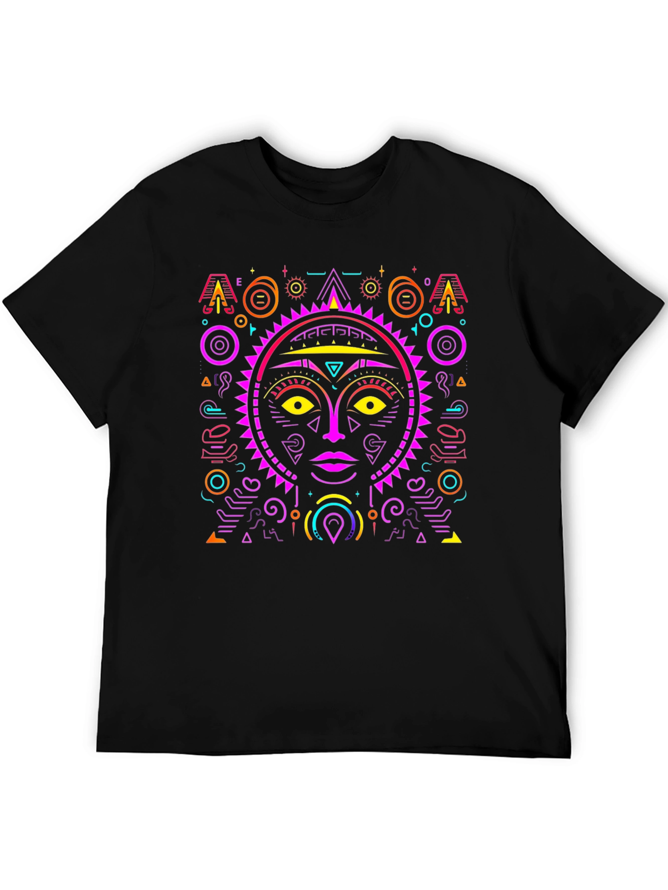 Abstract Sun Face Graphic Tee - Stylish & Unique
