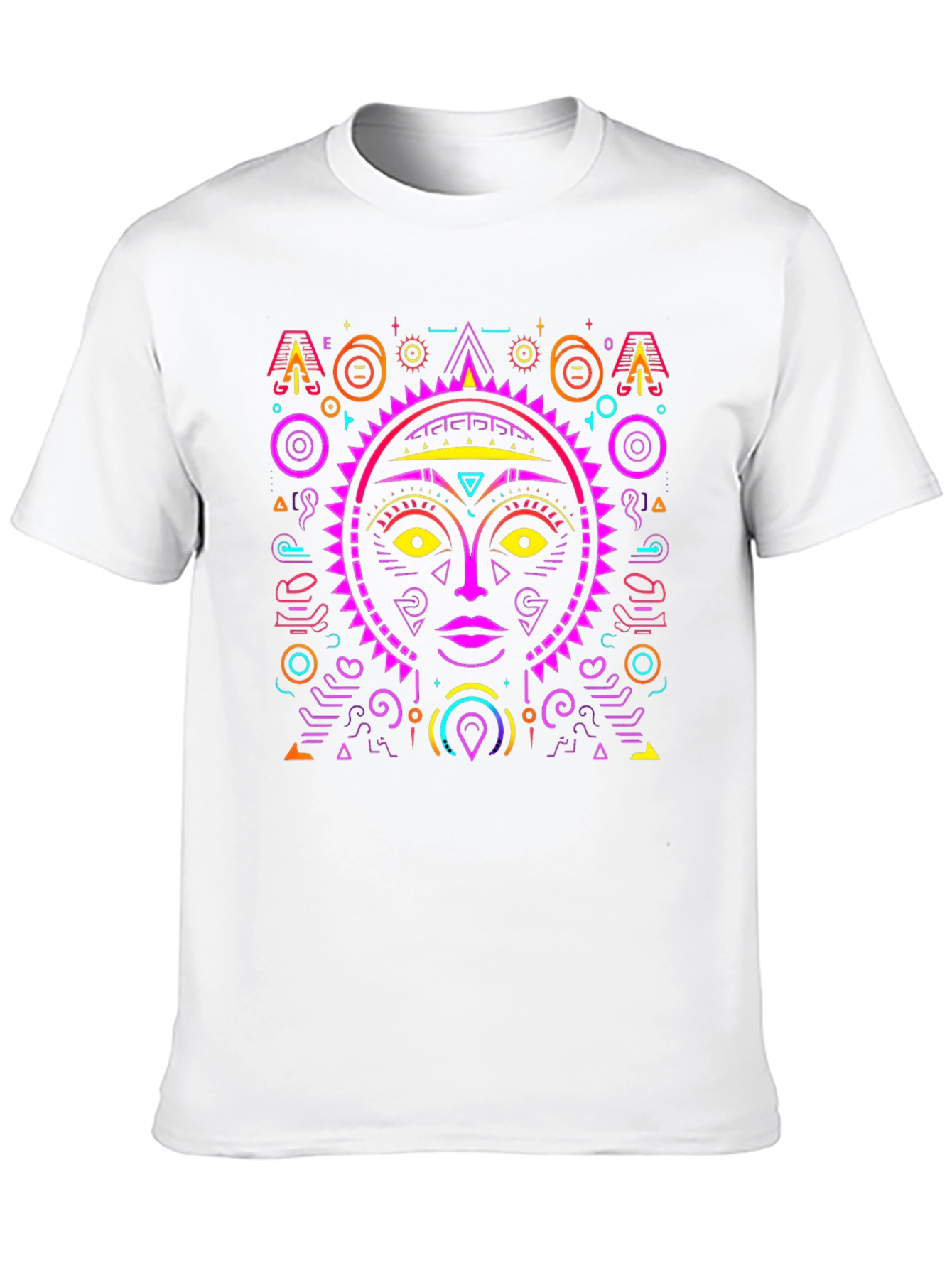 Abstract Sun Face Graphic Tee - Stylish & Unique