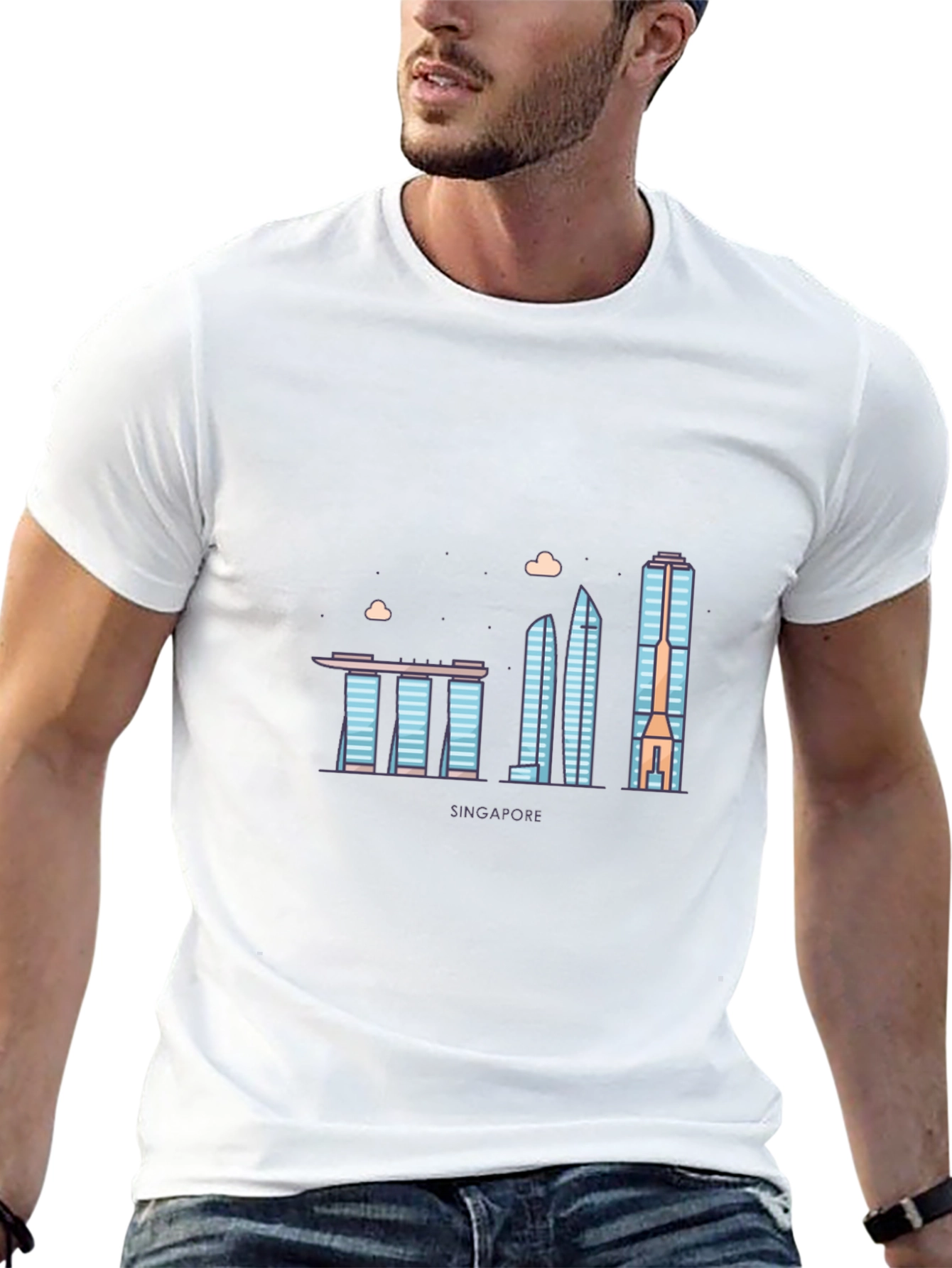 Singapore Skyline T-Shirt - Black Cityscape Tee